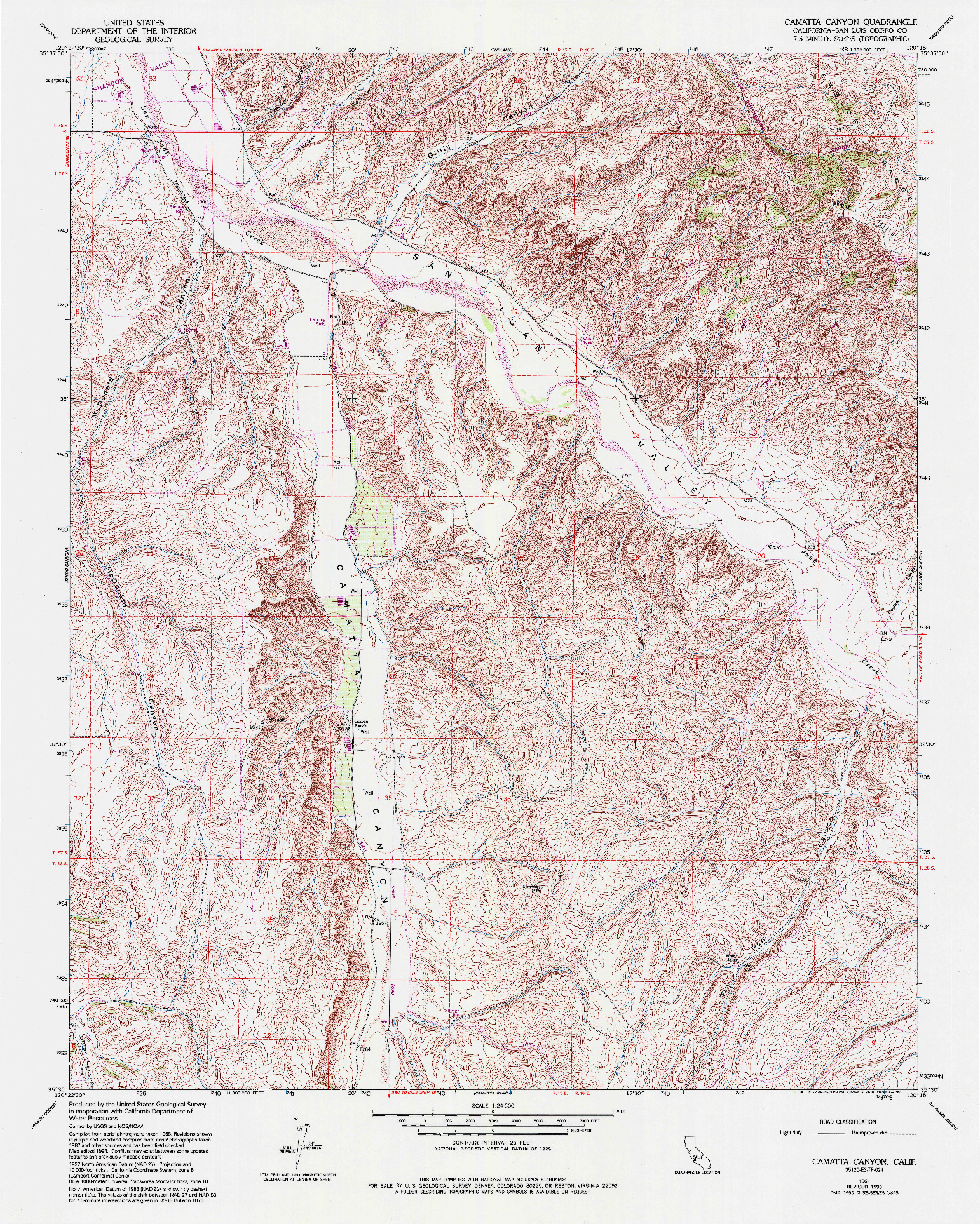 USGS 1:24000-SCALE QUADRANGLE FOR CAMATTA CANYON, CA 1961