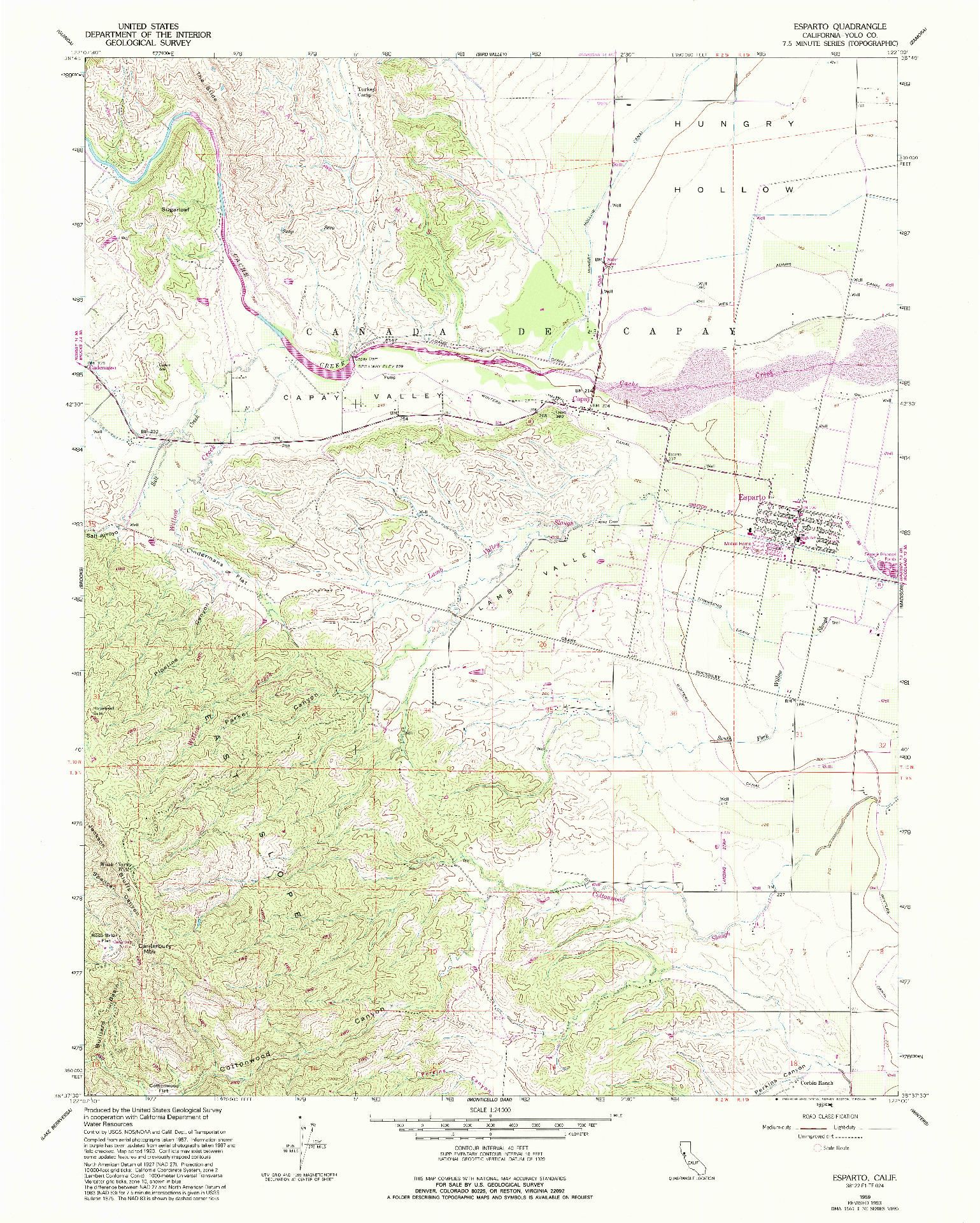 USGS 1:24000-SCALE QUADRANGLE FOR ESPARTO, CA 1959