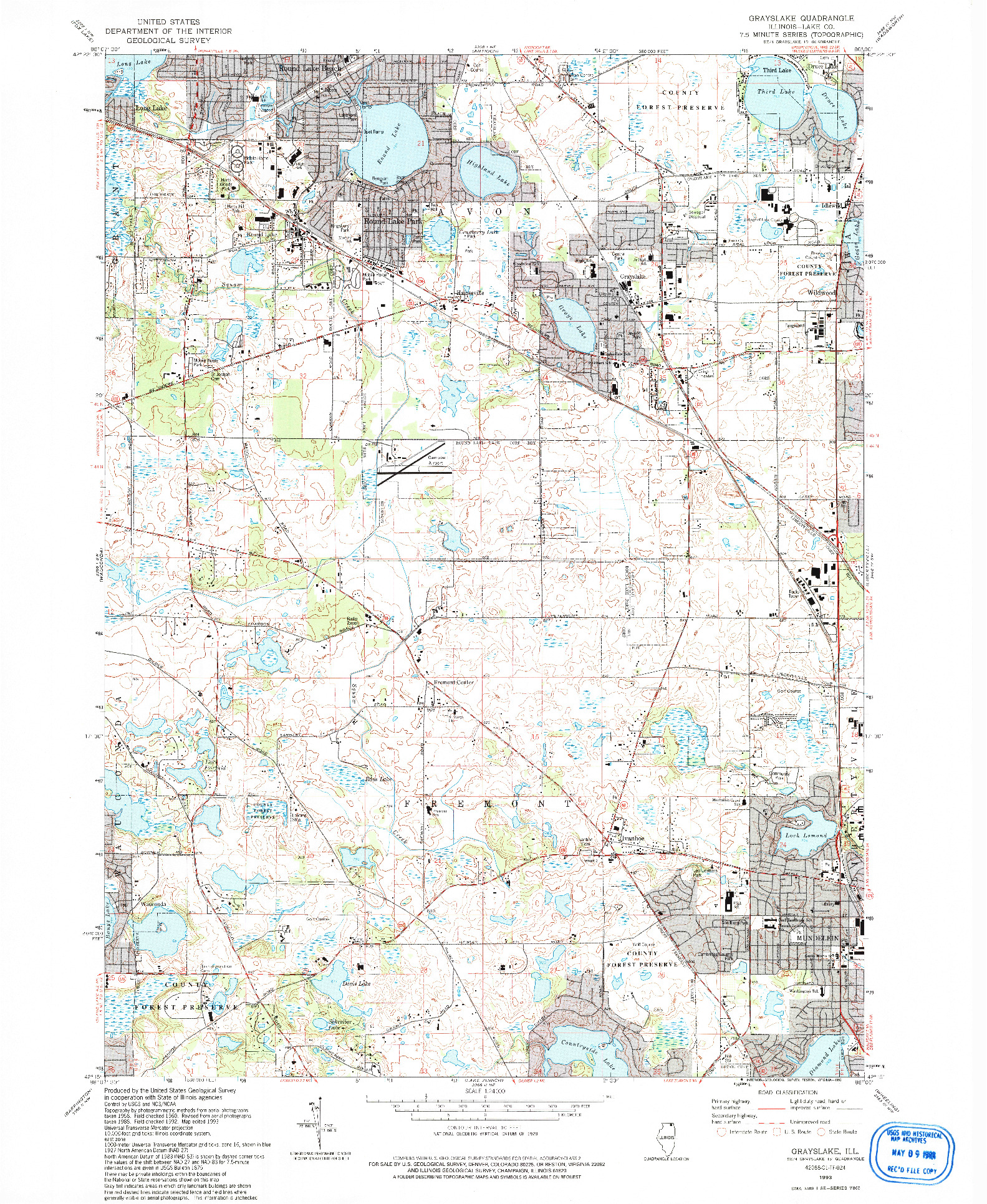 USGS 1:24000-SCALE QUADRANGLE FOR GRAYSLAKE, IL 1993