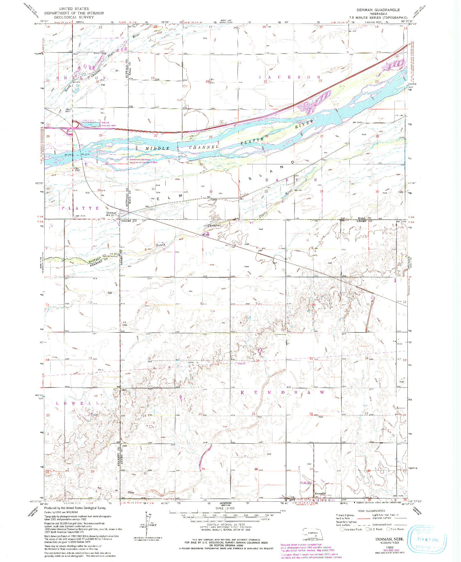 USGS 1:24000-SCALE QUADRANGLE FOR DENMAN, NE 1962