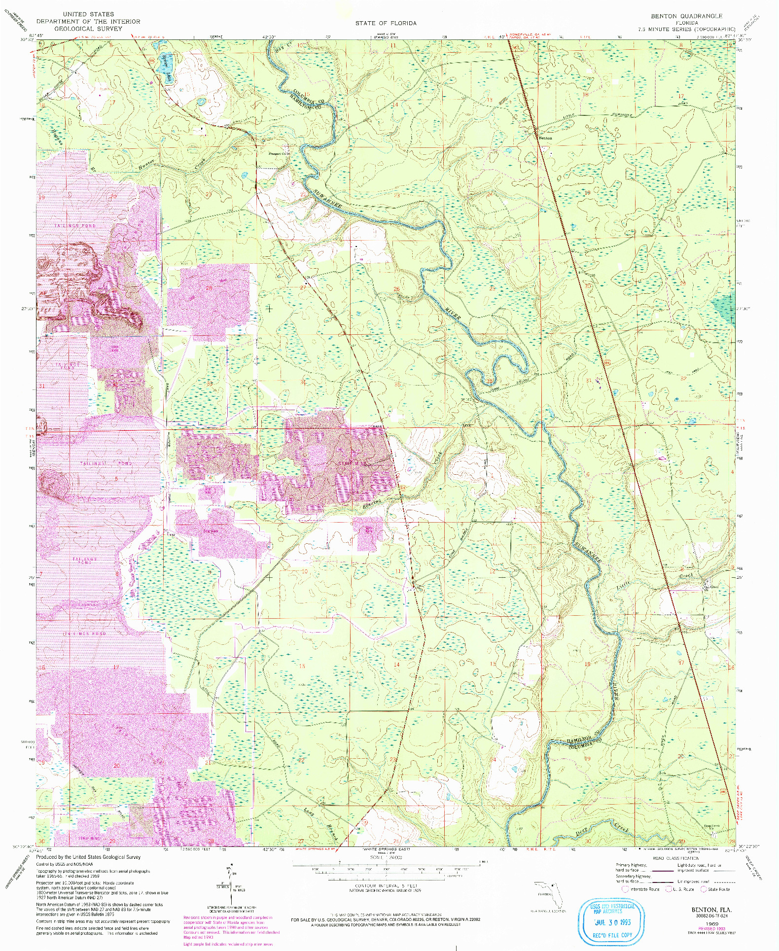 USGS 1:24000-SCALE QUADRANGLE FOR BENTON, FL 1969