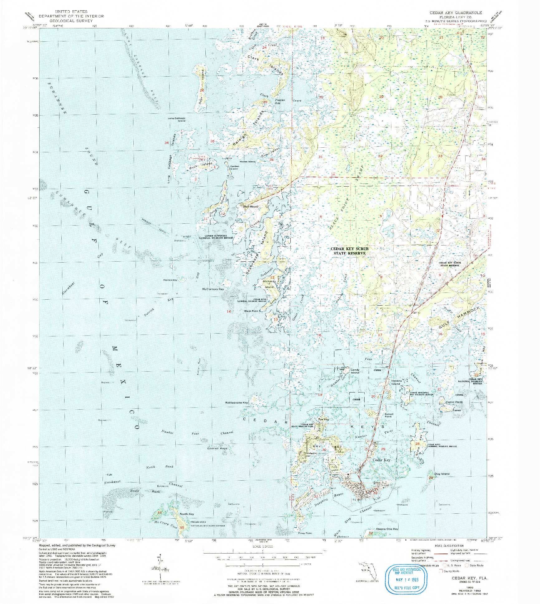USGS 1:24000-SCALE QUADRANGLE FOR CEDAR KEY, FL 1955