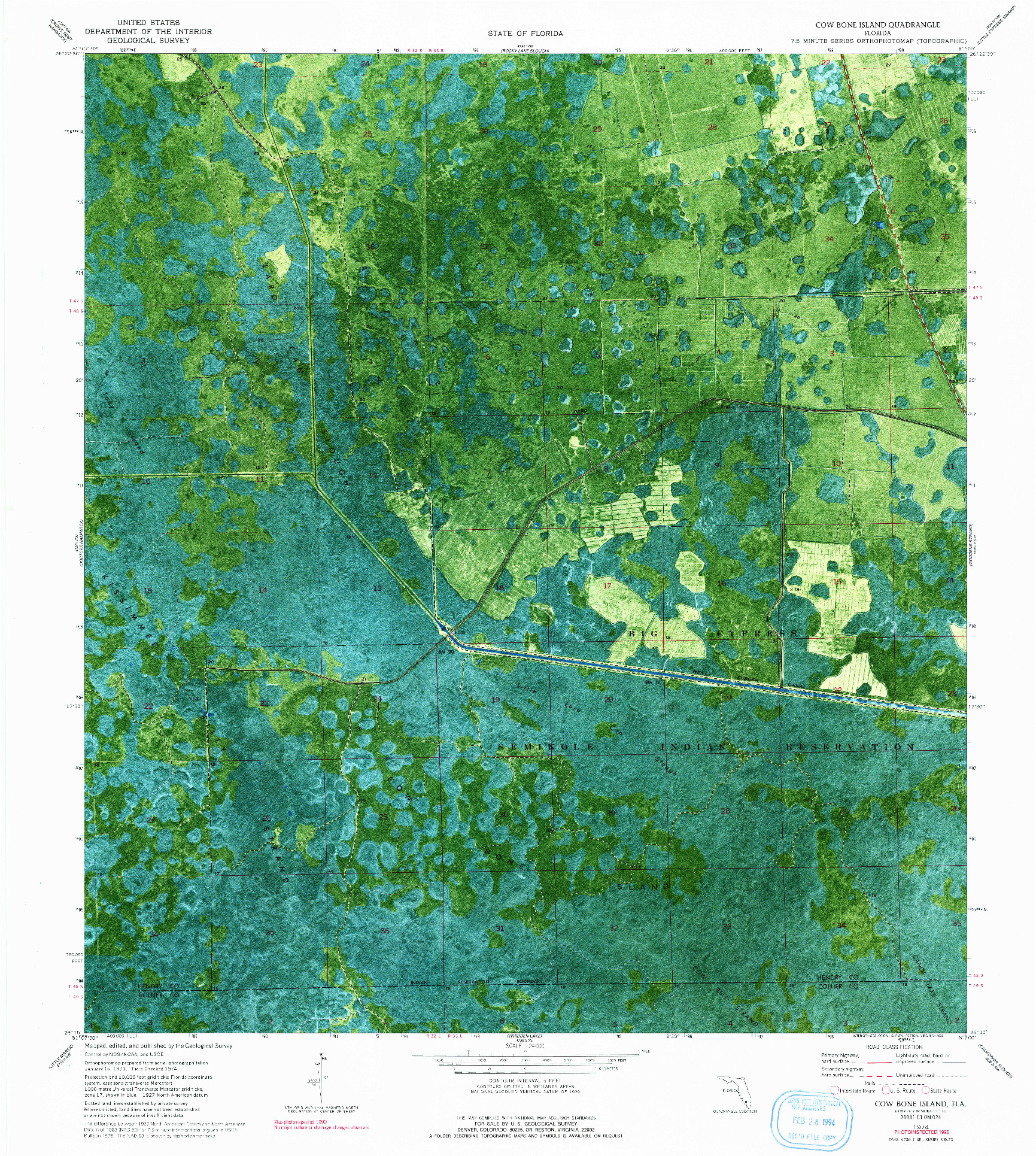 USGS 1:24000-SCALE QUADRANGLE FOR COW BONE ISLAND, FL 1974