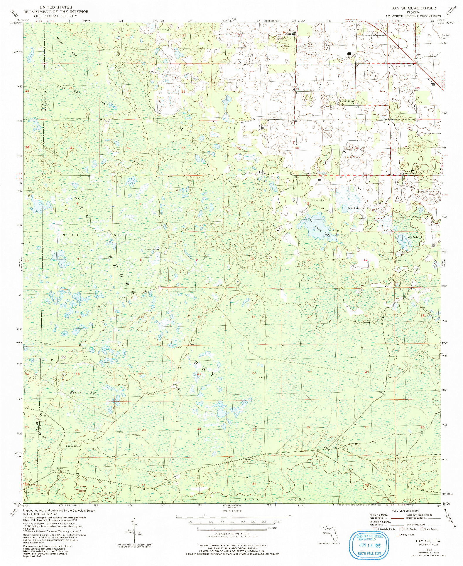 USGS 1:24000-SCALE QUADRANGLE FOR DAY SE, FL 1954