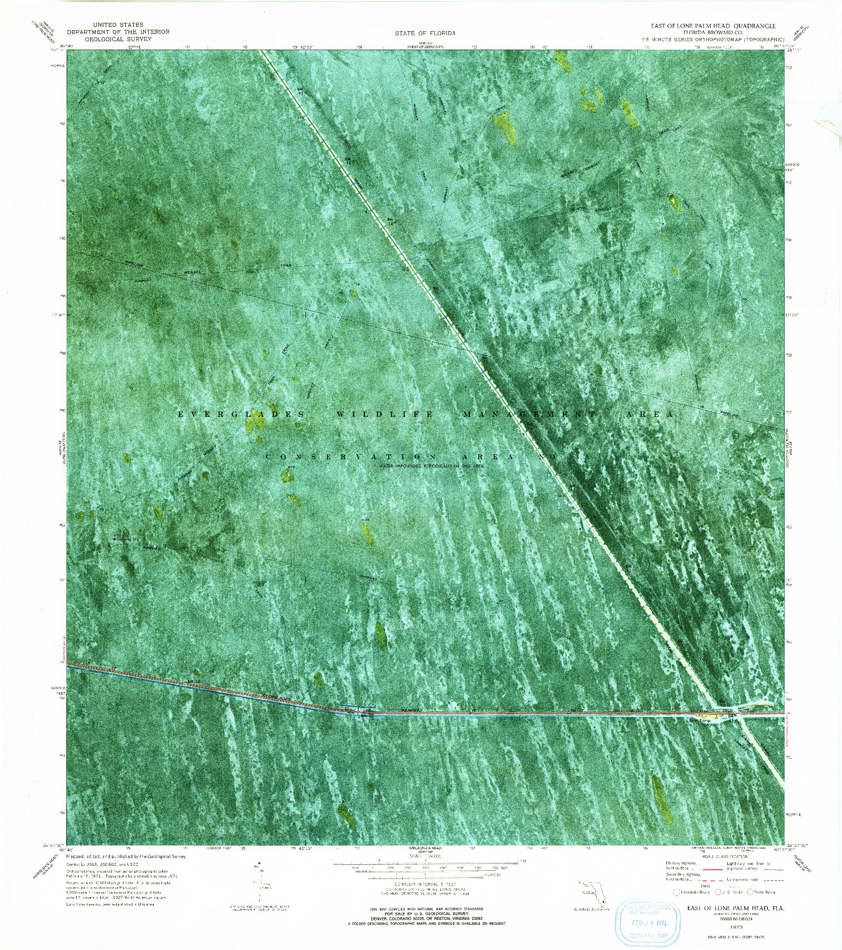 USGS 1:24000-SCALE QUADRANGLE FOR EAST OF LONE PALM HEAD, FL 1973