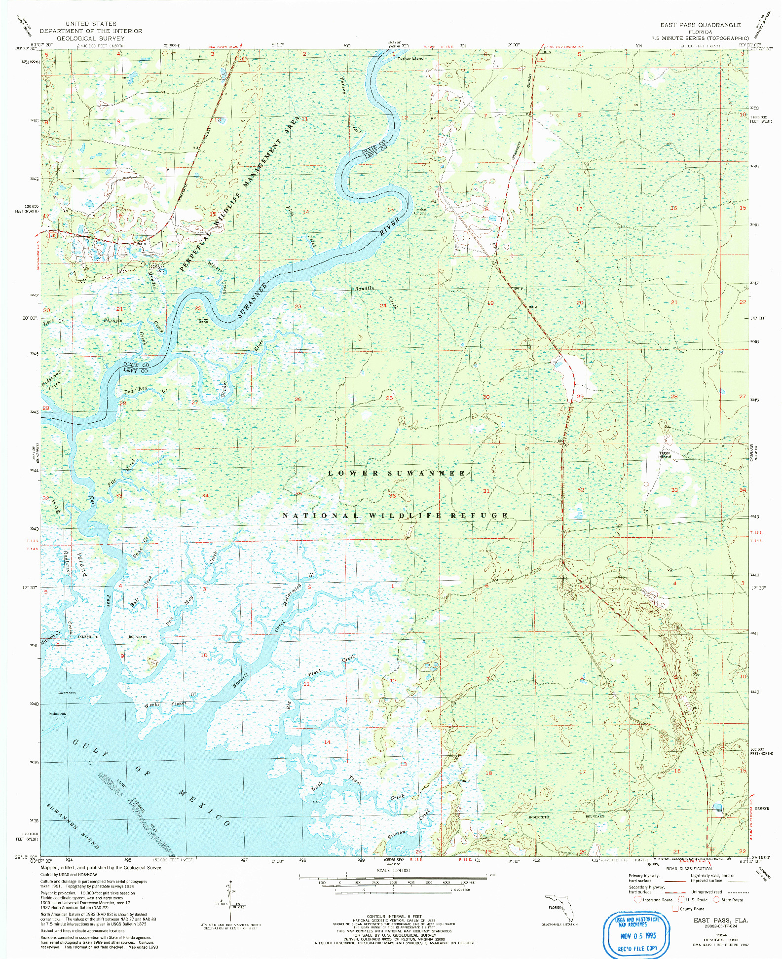 USGS 1:24000-SCALE QUADRANGLE FOR EAST PASS, FL 1954