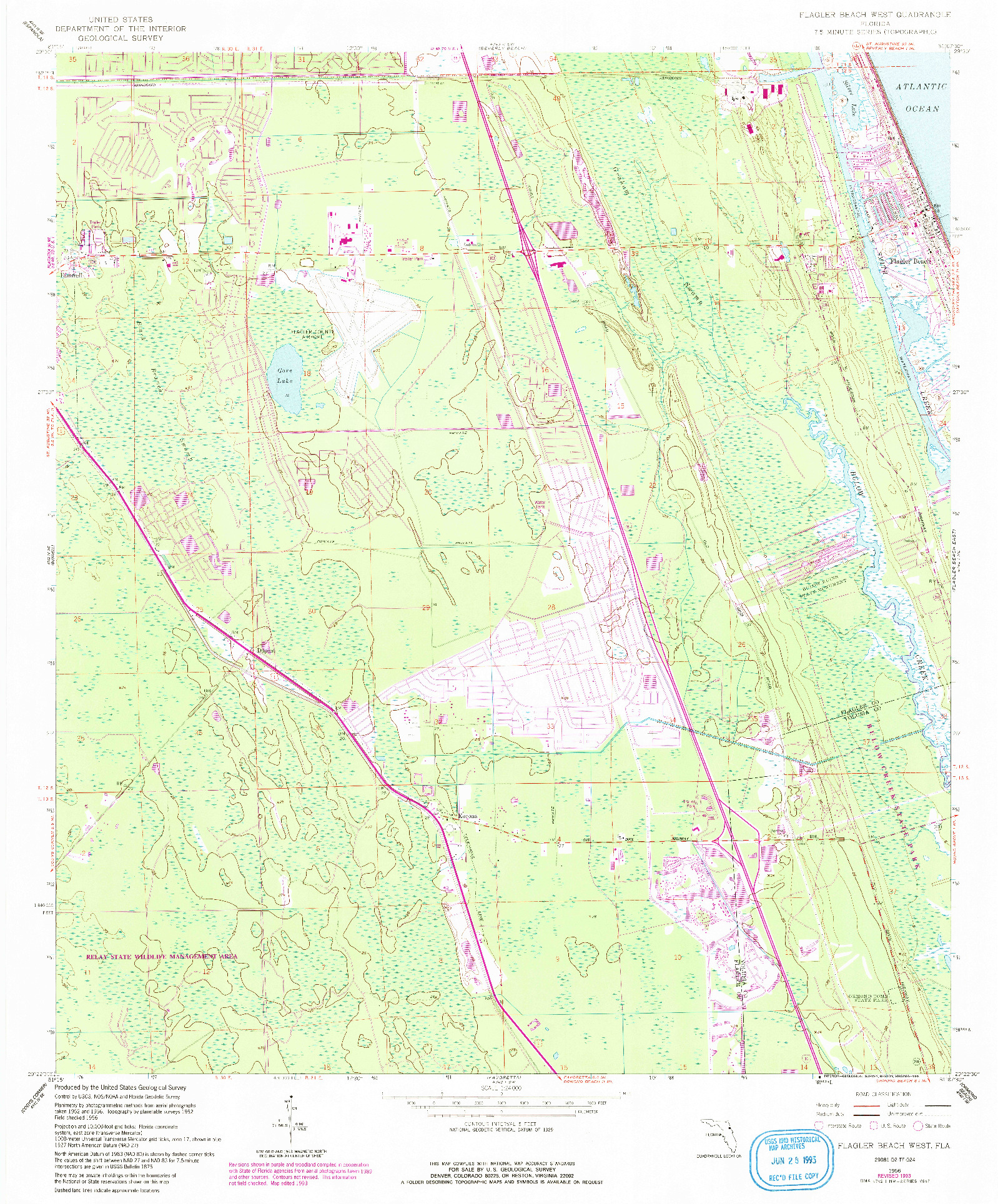 USGS 1:24000-SCALE QUADRANGLE FOR FLAGLER BEACH WEST, FL 1956