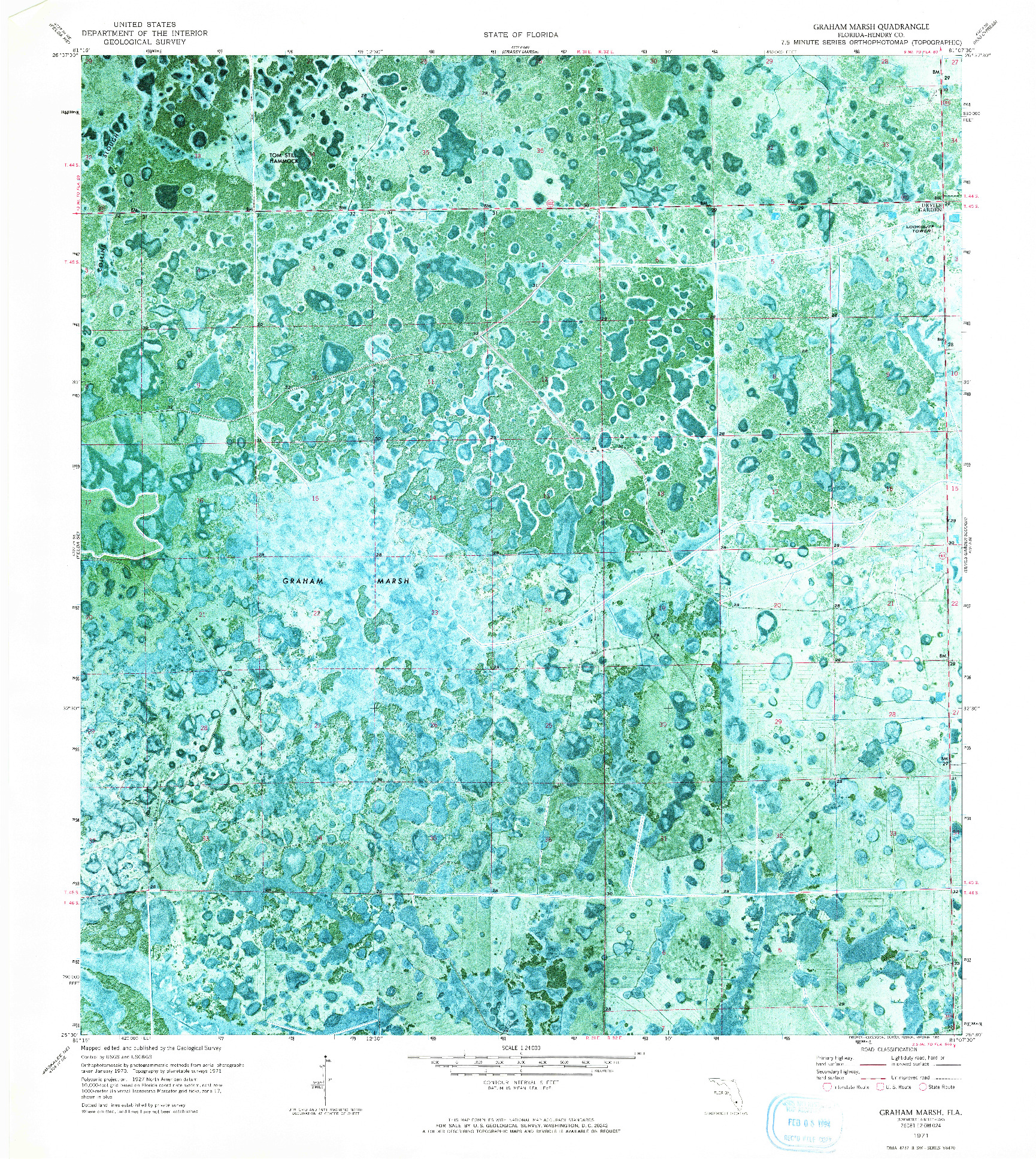 USGS 1:24000-SCALE QUADRANGLE FOR GRAHAM MARSH, FL 1971