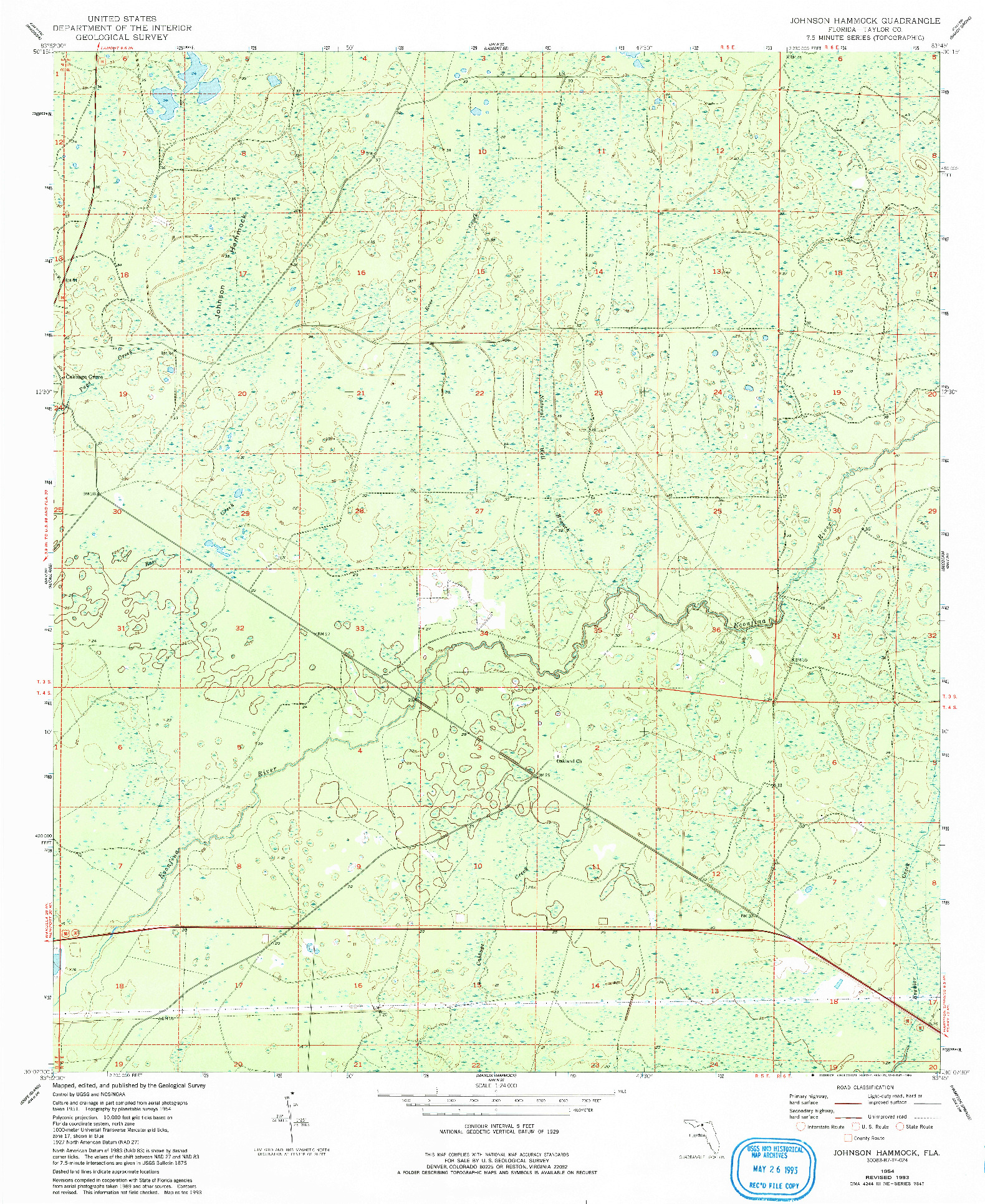 USGS 1:24000-SCALE QUADRANGLE FOR JOHNSON HAMMOCK, FL 1954