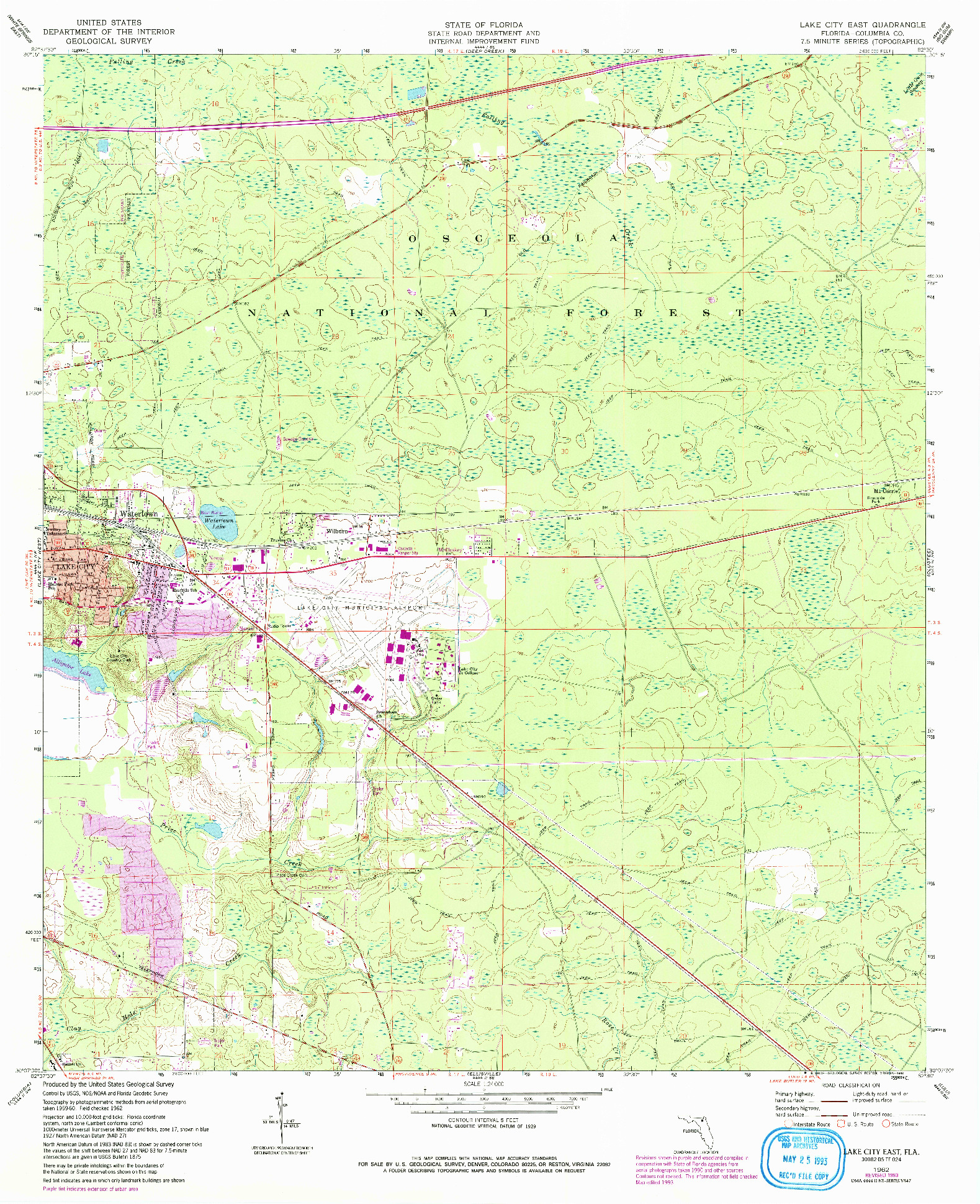 USGS 1:24000-SCALE QUADRANGLE FOR LAKE CITY EAST, FL 1962