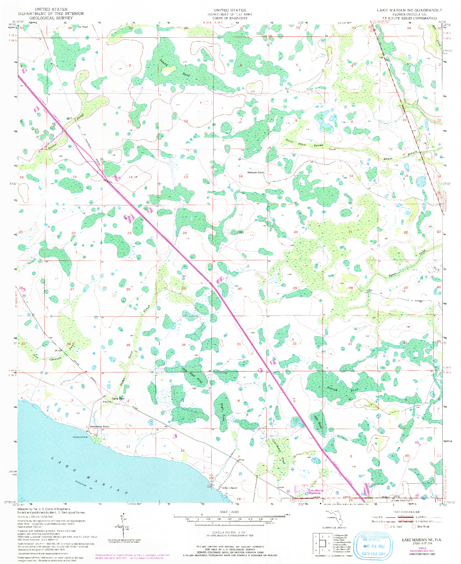 USGS 1:24000-SCALE QUADRANGLE FOR LAKE MARIAN NE, FL 1953