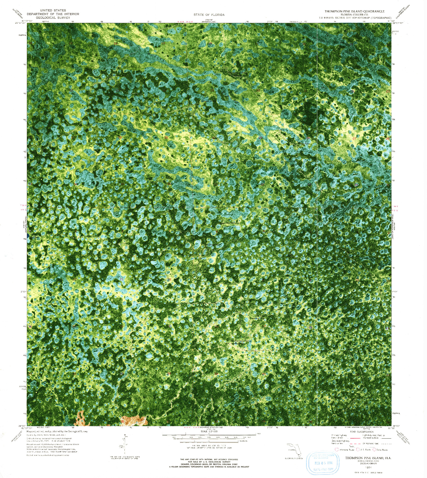 USGS 1:24000-SCALE QUADRANGLE FOR THOMPSON PINE ISLAND, FL 1974