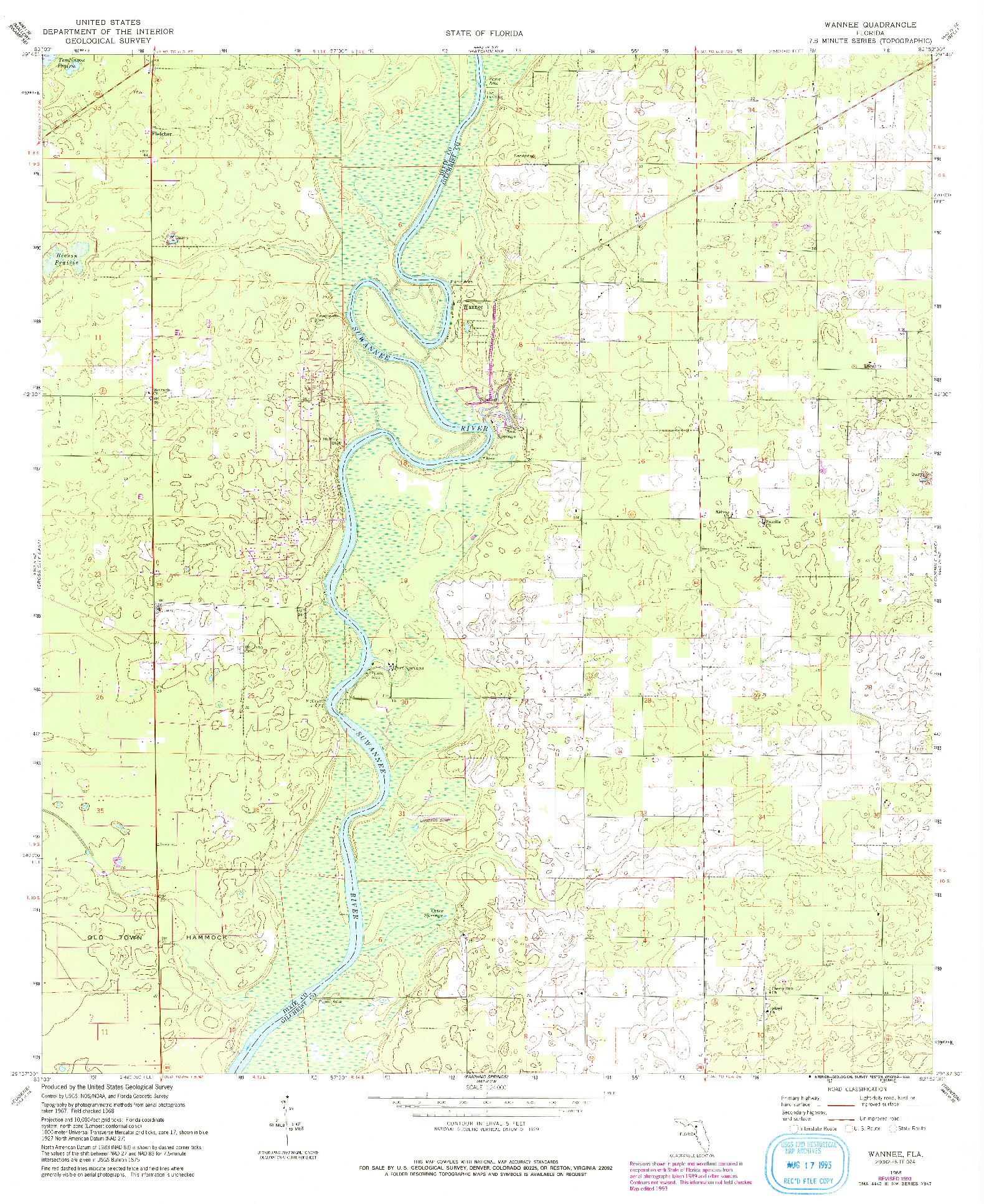 USGS 1:24000-SCALE QUADRANGLE FOR WANNEE, FL 1968