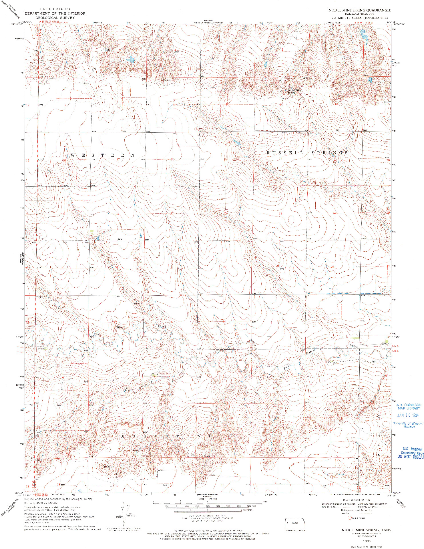 USGS 1:24000-SCALE QUADRANGLE FOR NICKEL MINE SPRING, KS 1969