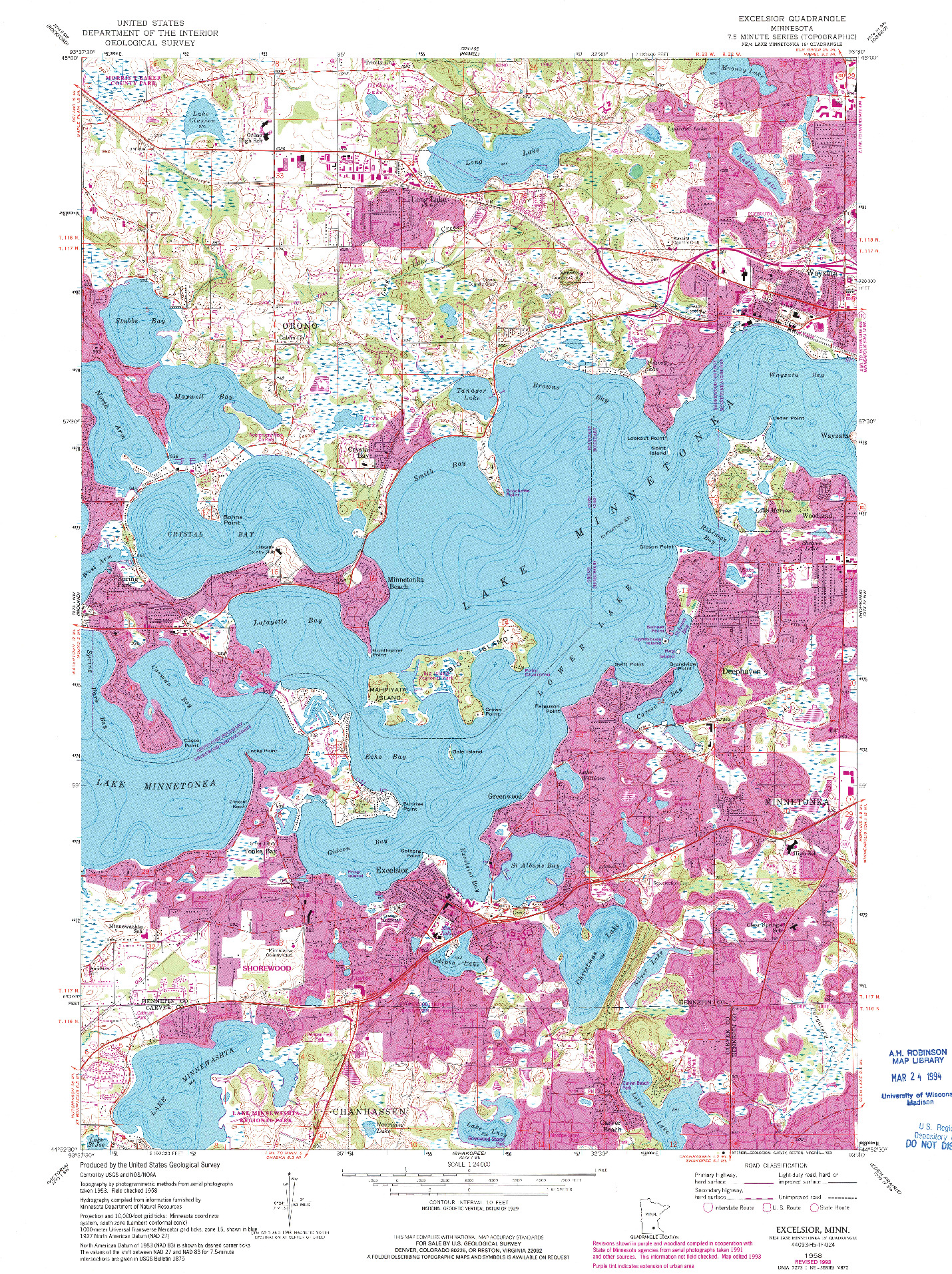 USGS 1:24000-SCALE QUADRANGLE FOR EXCELSIOR, MN 1958