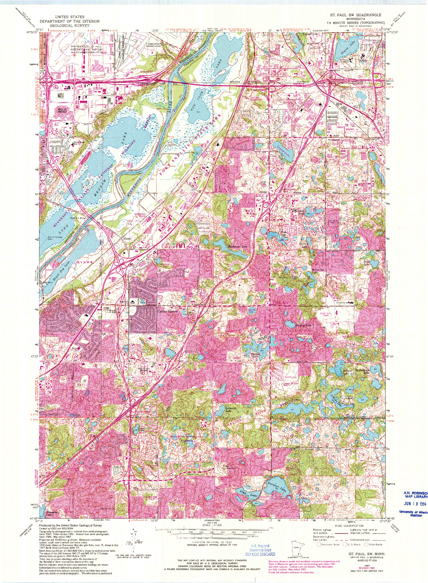 USGS 1:24000-SCALE QUADRANGLE FOR ST PAUL SW, MN 1967