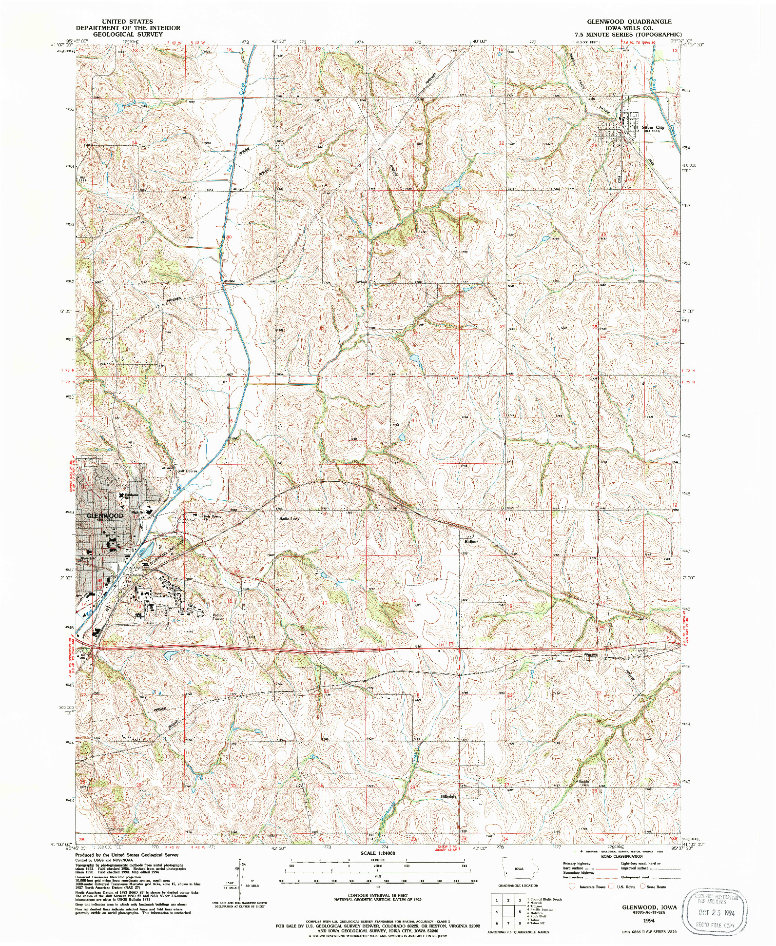 USGS 1:24000-SCALE QUADRANGLE FOR GLENWOOD, IA 1994