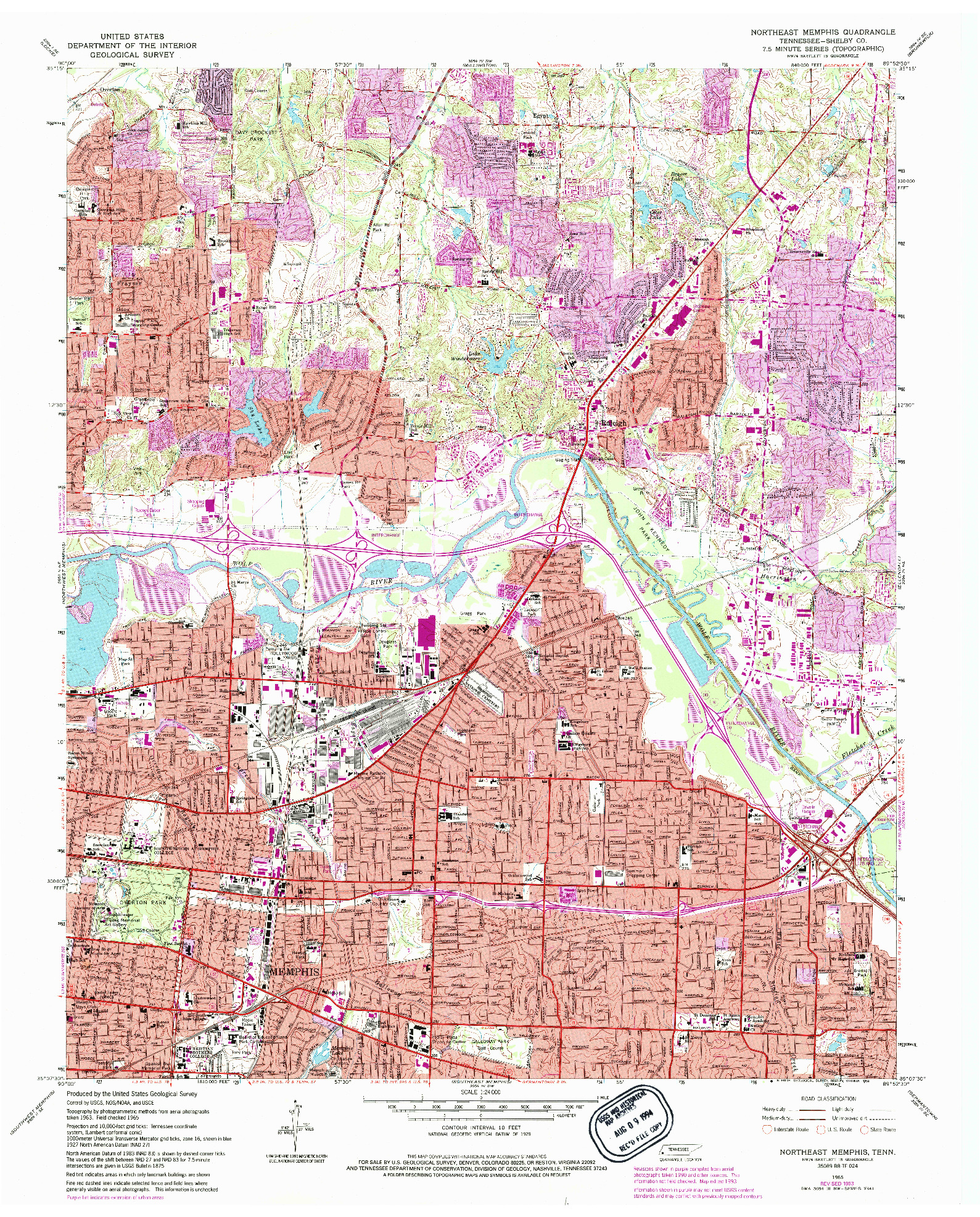 USGS 1:24000-SCALE QUADRANGLE FOR NORTHEAST MEMPHIS, TN 1965