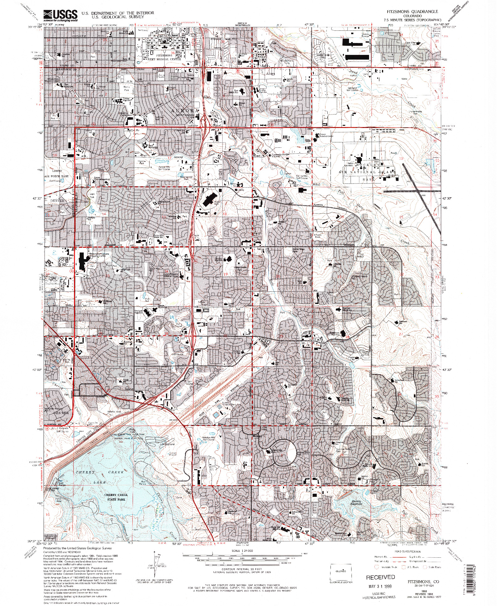 USGS 1:24000-SCALE QUADRANGLE FOR FITZSIMONS, CO 1965