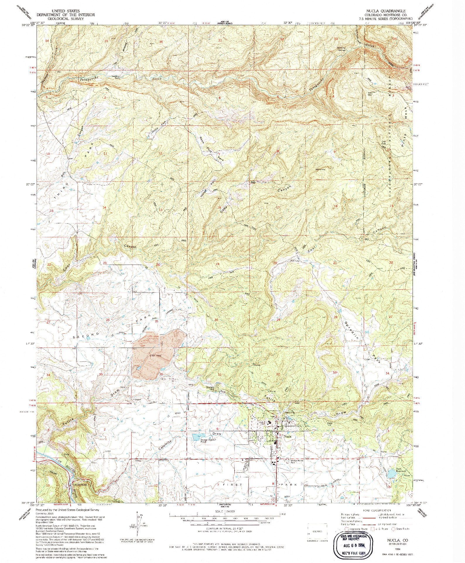 USGS 1:24000-SCALE QUADRANGLE FOR NUCLA, CO 1994