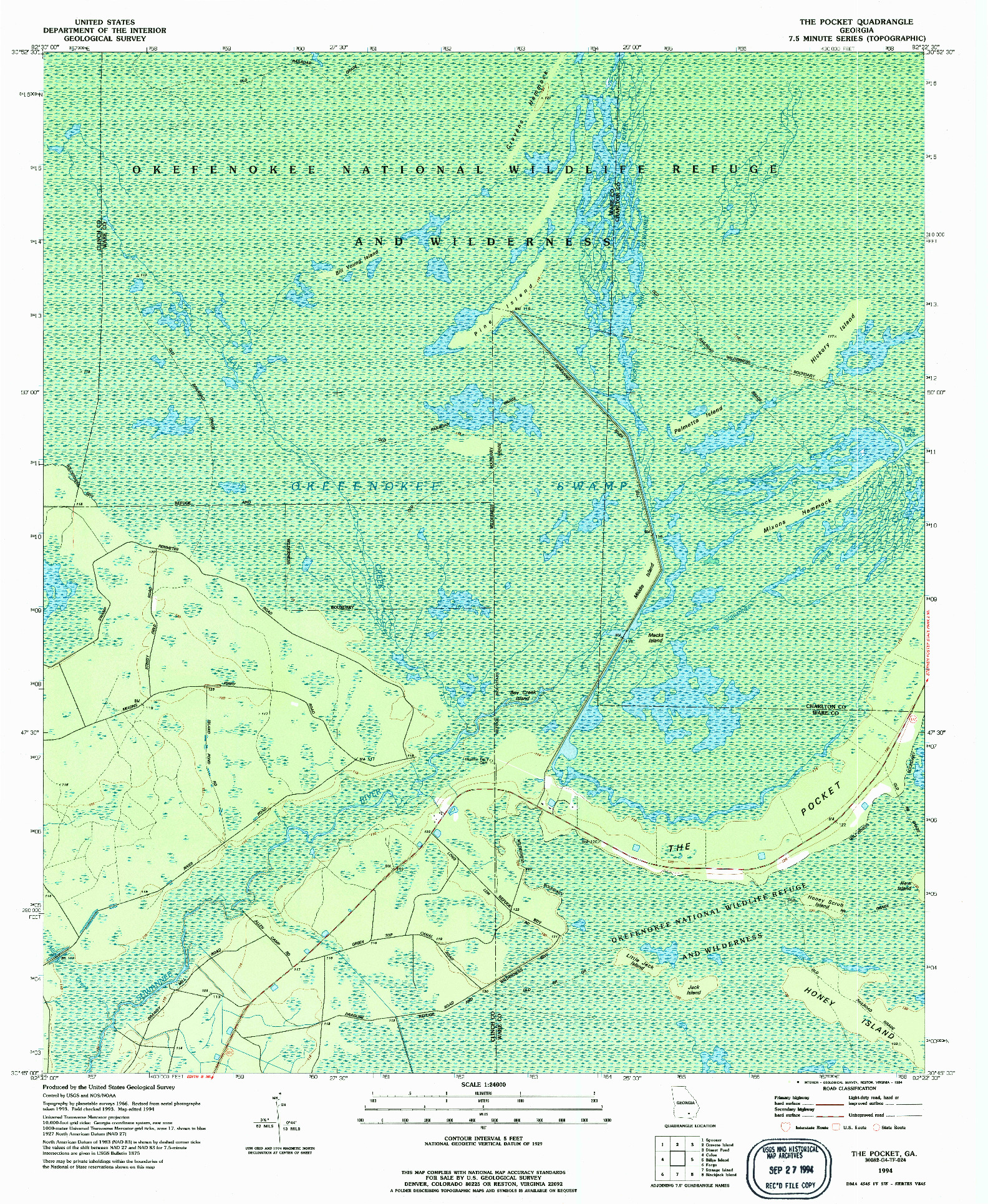 USGS 1:24000-SCALE QUADRANGLE FOR THE POCKET, GA 1994