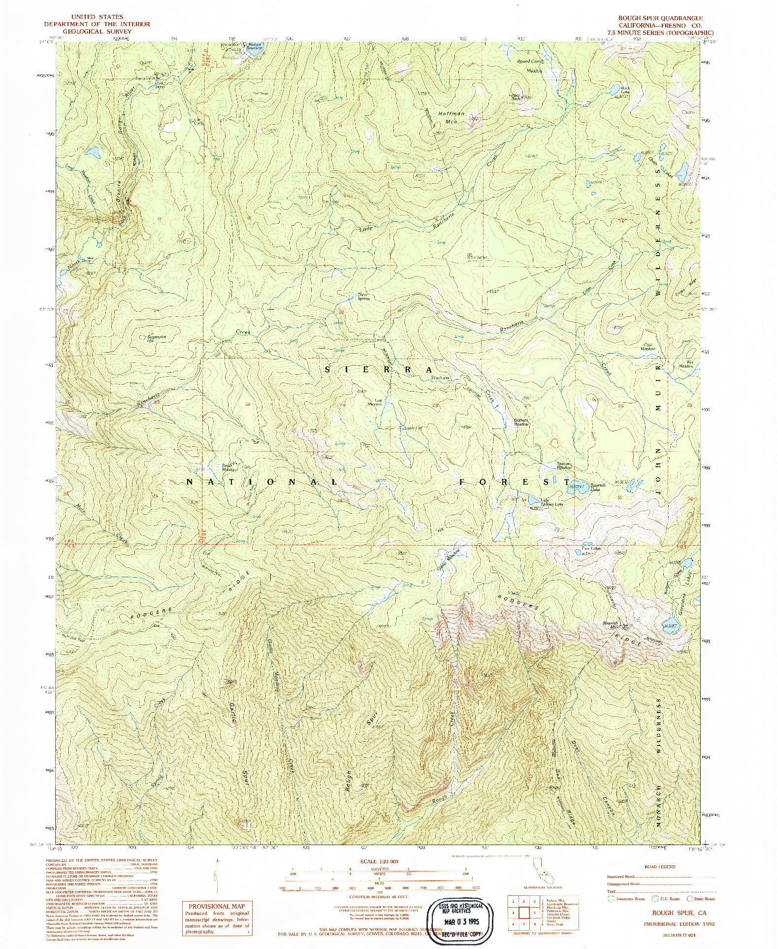 USGS 1:24000-SCALE QUADRANGLE FOR ROUGH SPUR, CA 1992