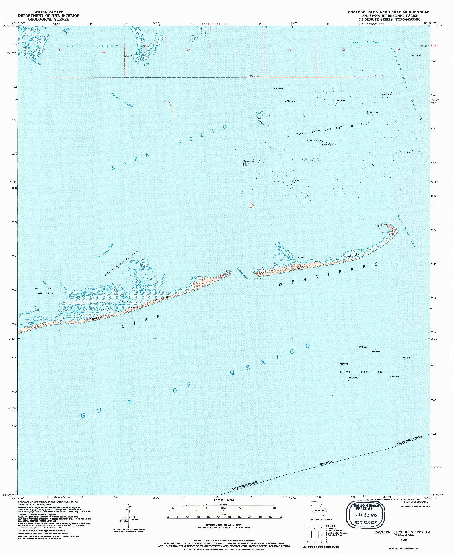 USGS 1:24000-SCALE QUADRANGLE FOR EASTERN ISLES DERNIERES, LA 1994