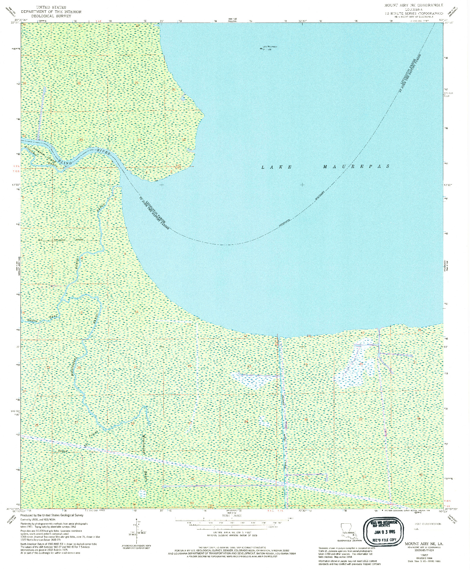 USGS 1:24000-SCALE QUADRANGLE FOR MOUNT AIRY NE, LA 1962