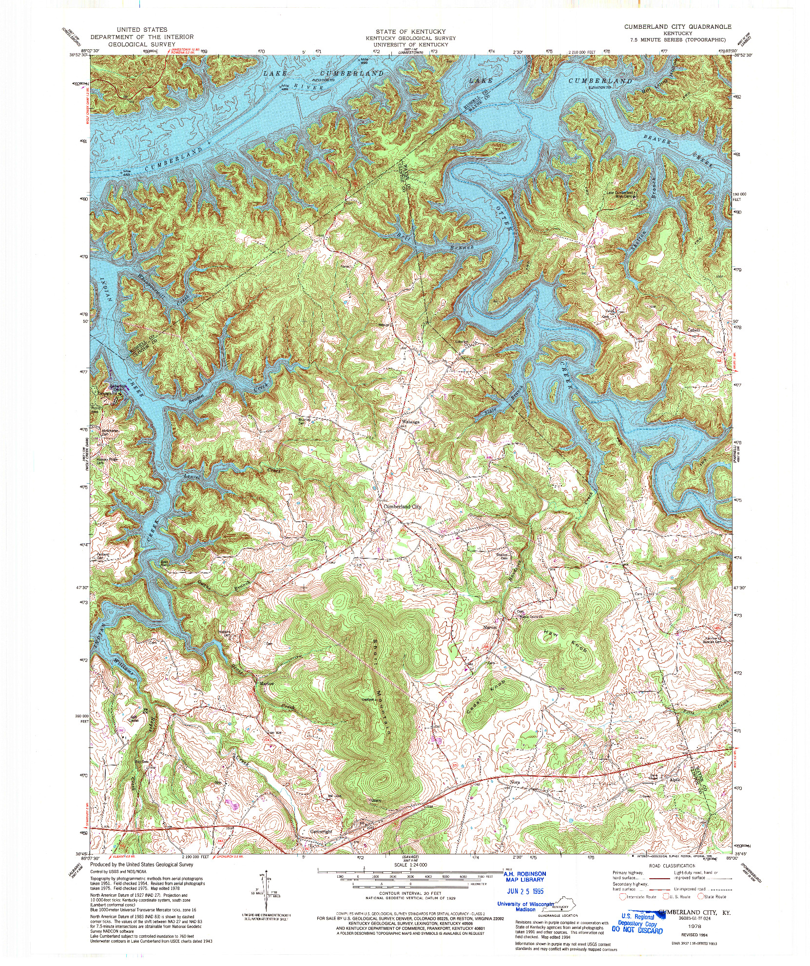 USGS 1:24000-SCALE QUADRANGLE FOR CUMBERLAND CITY, KY 1978