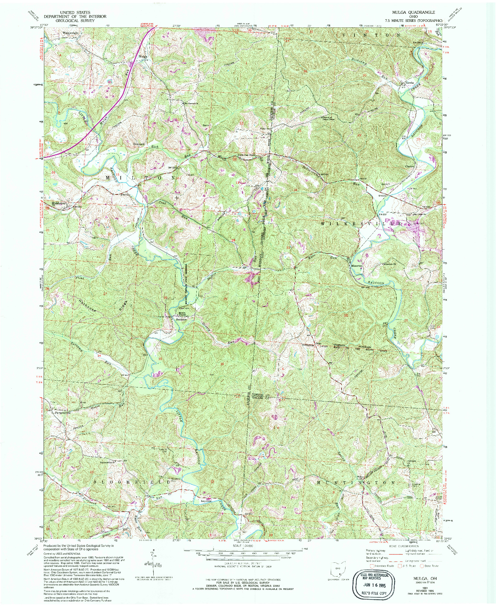 USGS 1:24000-SCALE QUADRANGLE FOR MULGA, OH 1961