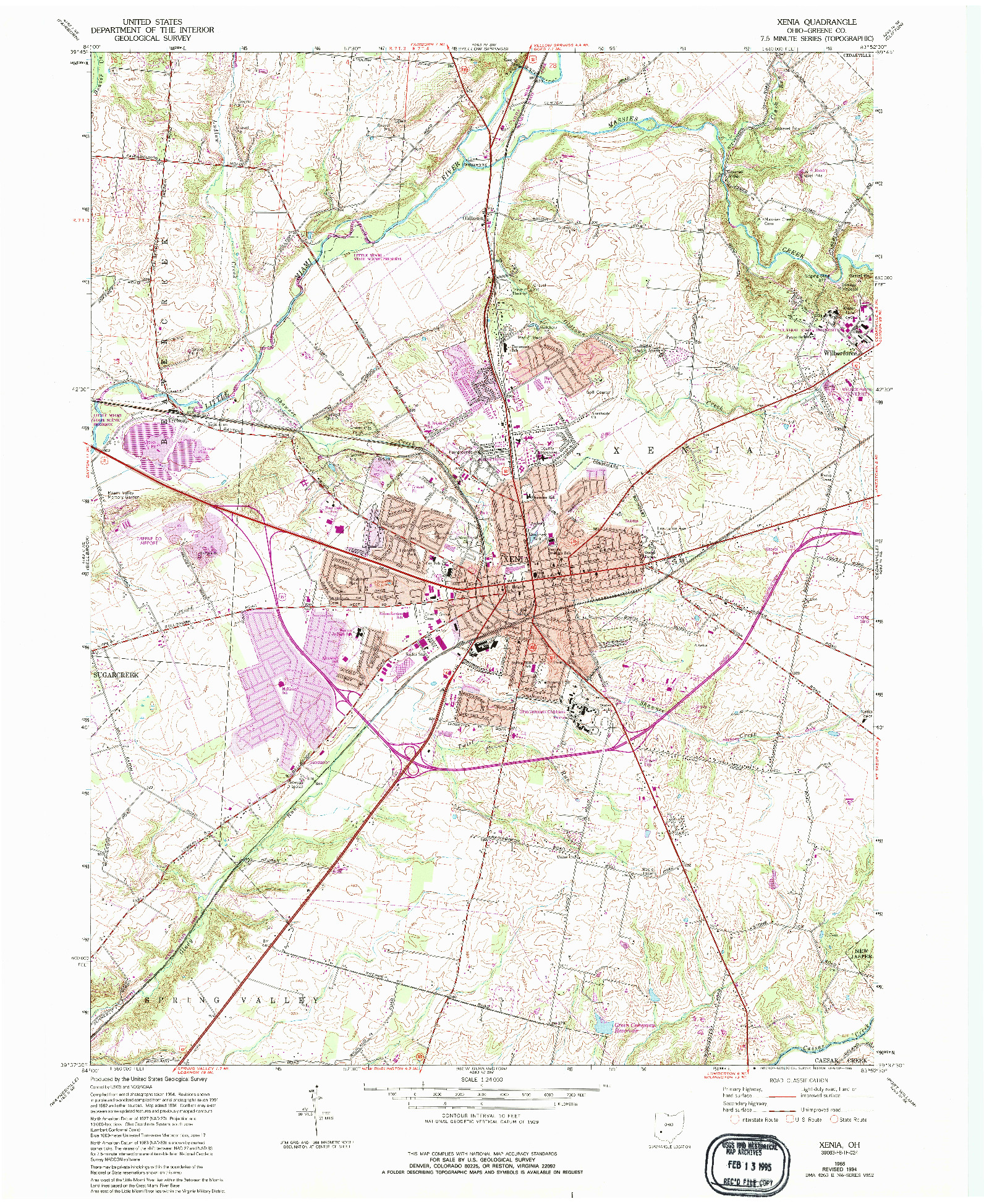 USGS 1:24000-SCALE QUADRANGLE FOR XENIA, OH 1965