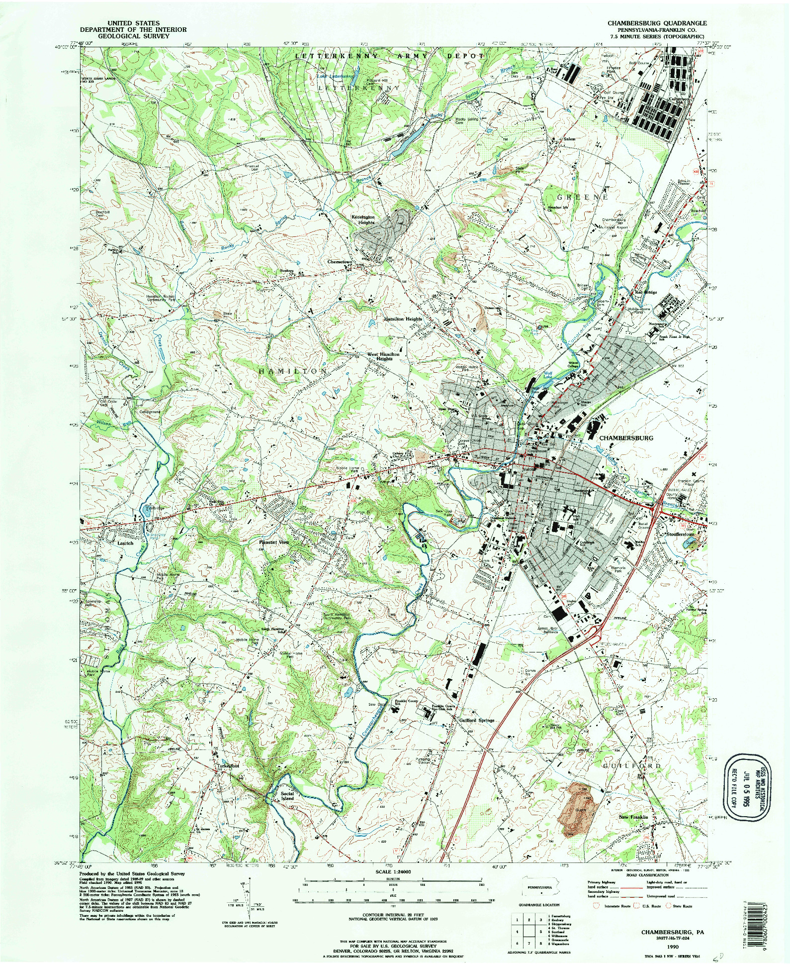 USGS 1:24000-SCALE QUADRANGLE FOR CHAMBERSBURG, PA 1990