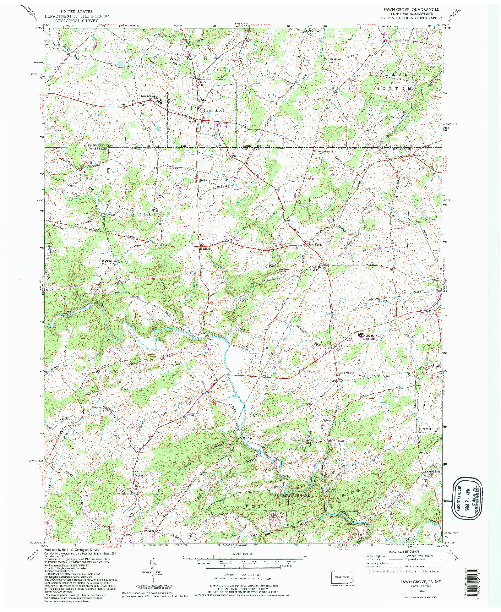 USGS 1:24000-SCALE QUADRANGLE FOR FAWN GROVE, PA 1992