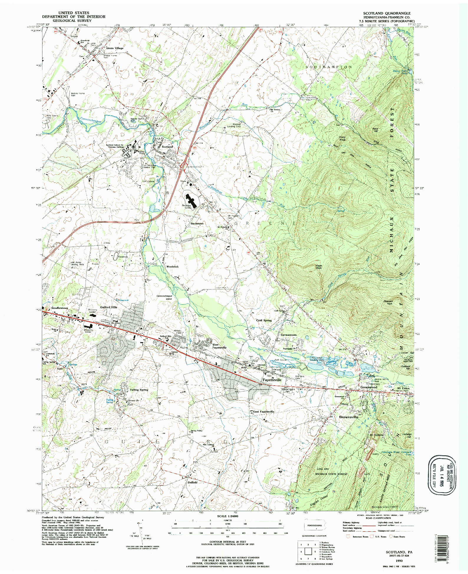 USGS 1:24000-SCALE QUADRANGLE FOR SCOTLAND, PA 1990