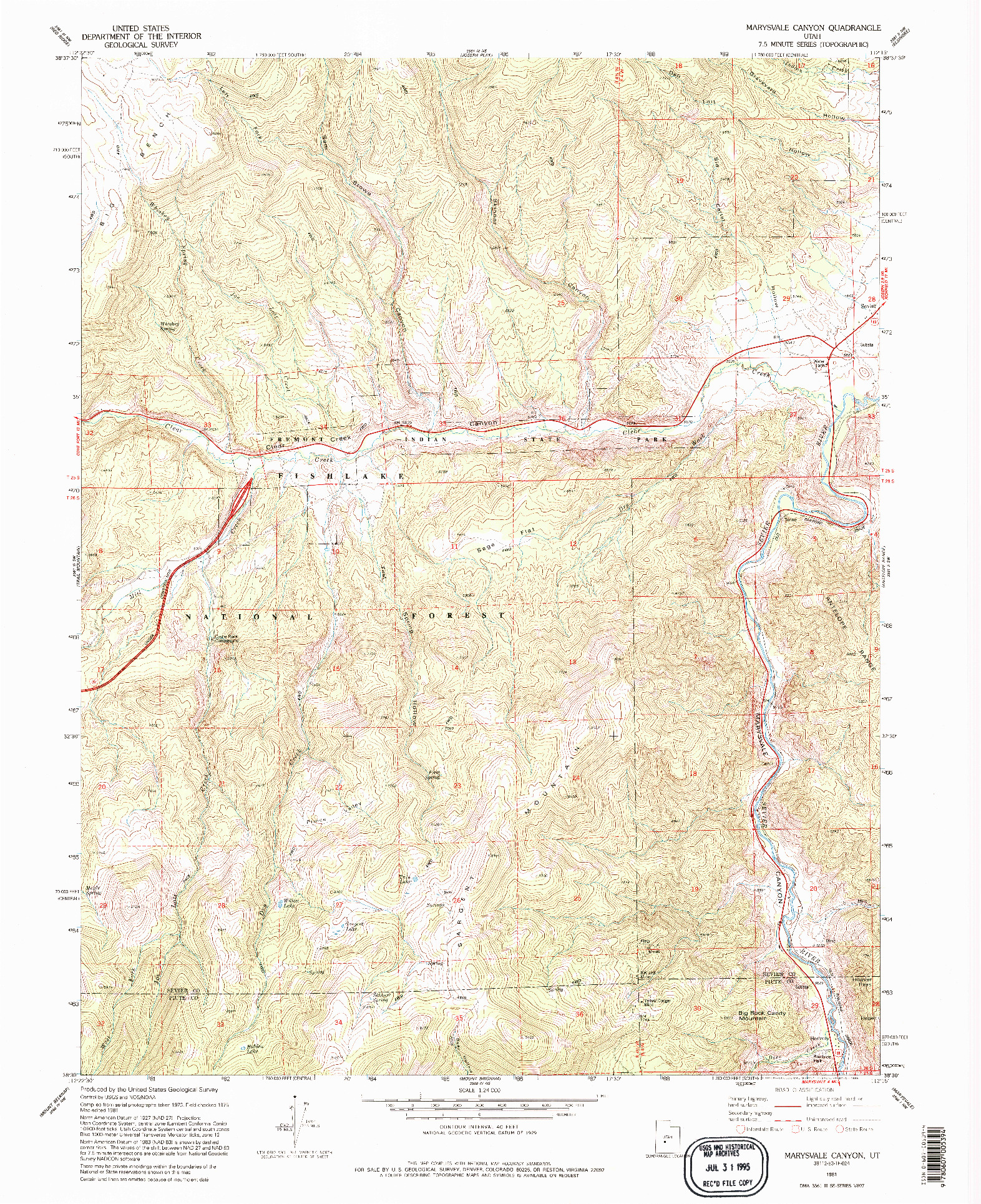 USGS 1:24000-SCALE QUADRANGLE FOR MARYSVALE CANYON, UT 1981
