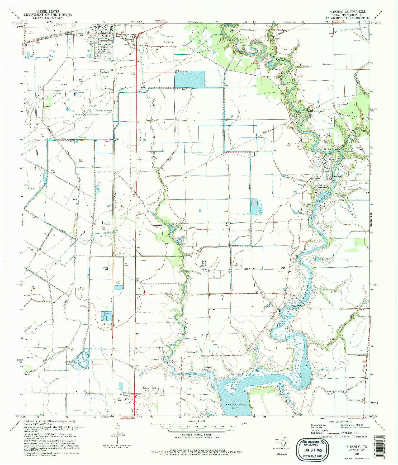 USGS 1:24000-SCALE QUADRANGLE FOR BLESSING, TX 1995