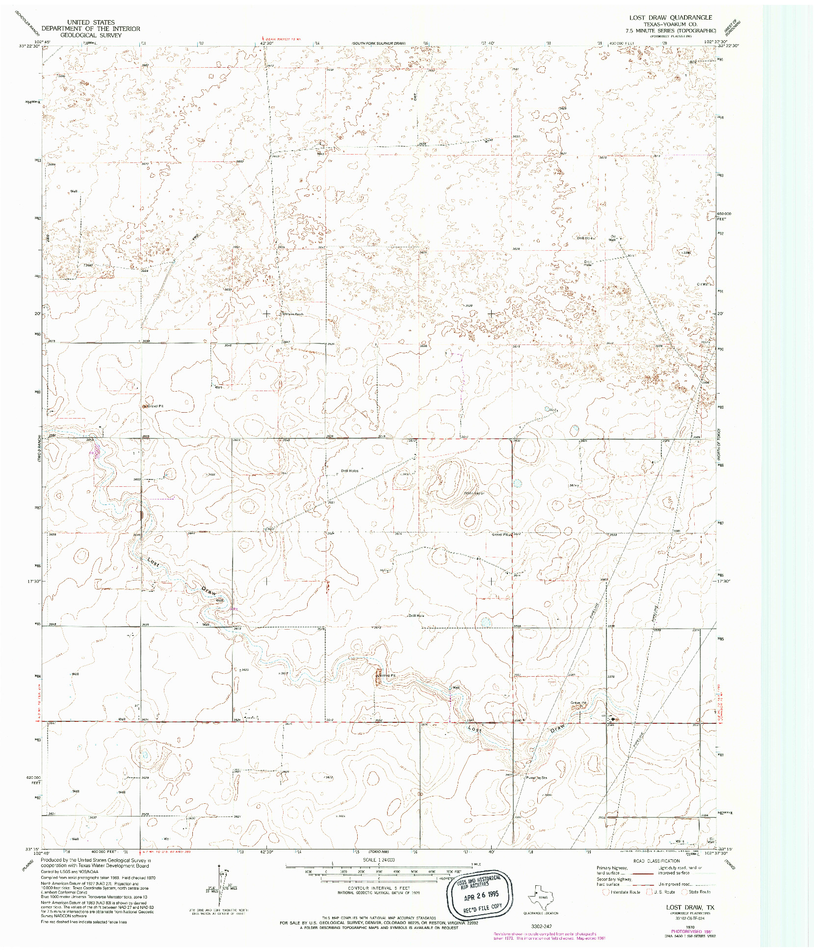 USGS 1:24000-SCALE QUADRANGLE FOR LOST DRAW, TX 1970