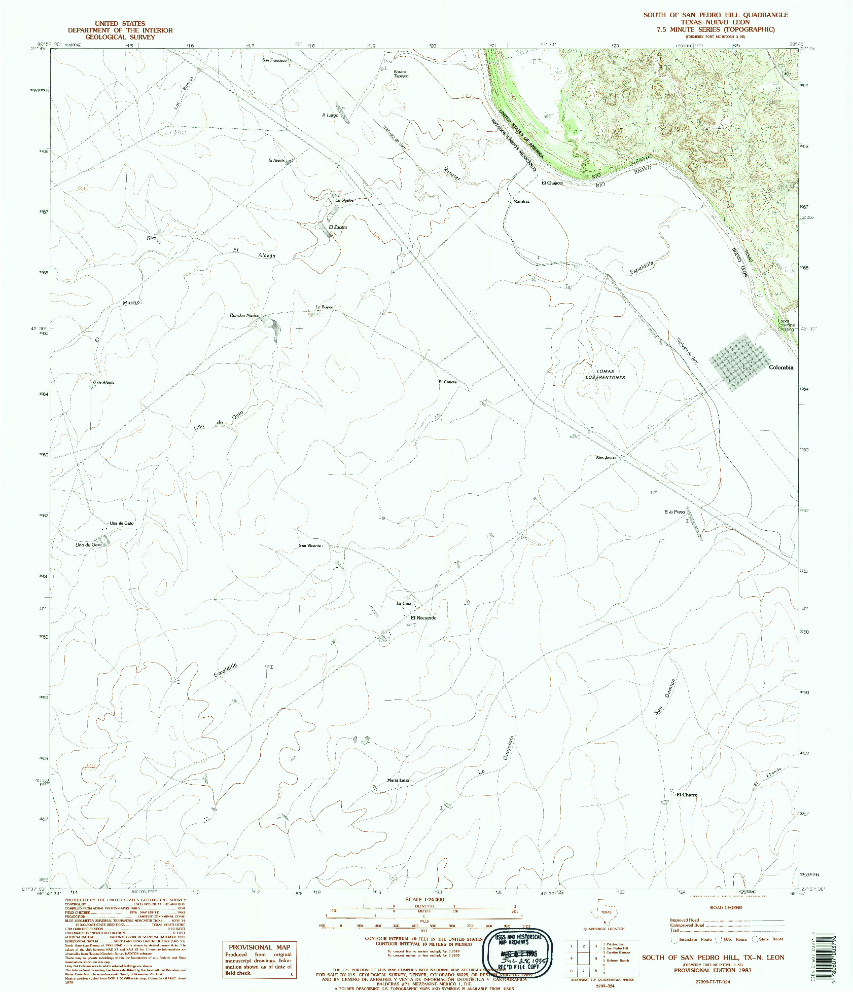 USGS 1:24000-SCALE QUADRANGLE FOR SOUTH OF SAN PEDRO HILL, TX 1983