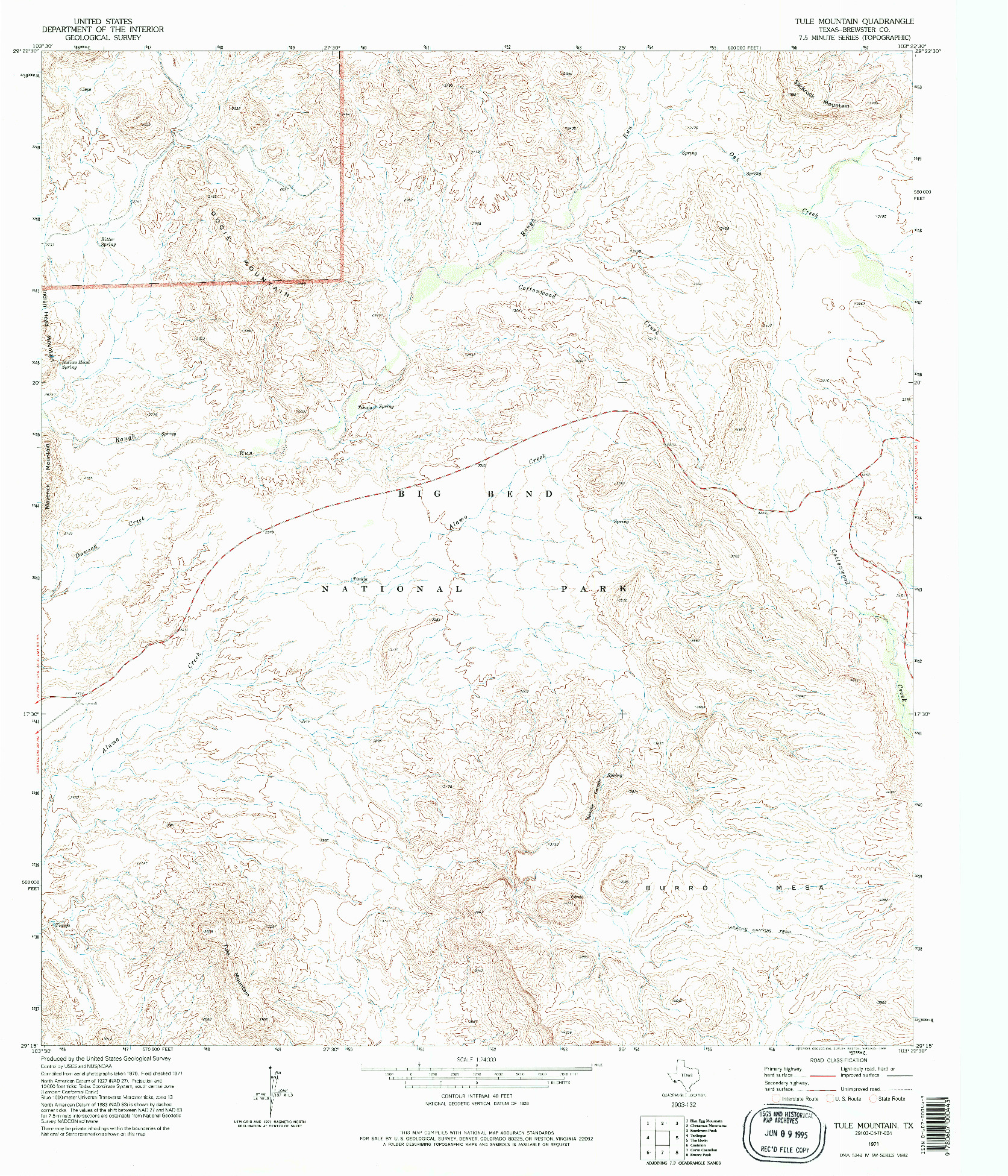 USGS 1:24000-SCALE QUADRANGLE FOR TULE MOUNTAIN, TX 1971