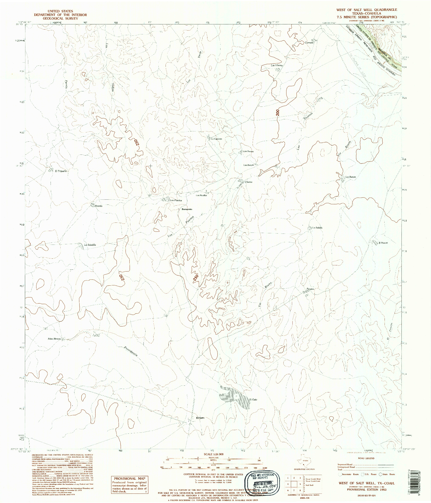 USGS 1:24000-SCALE QUADRANGLE FOR WEST OF SALT WELL, TX 1983