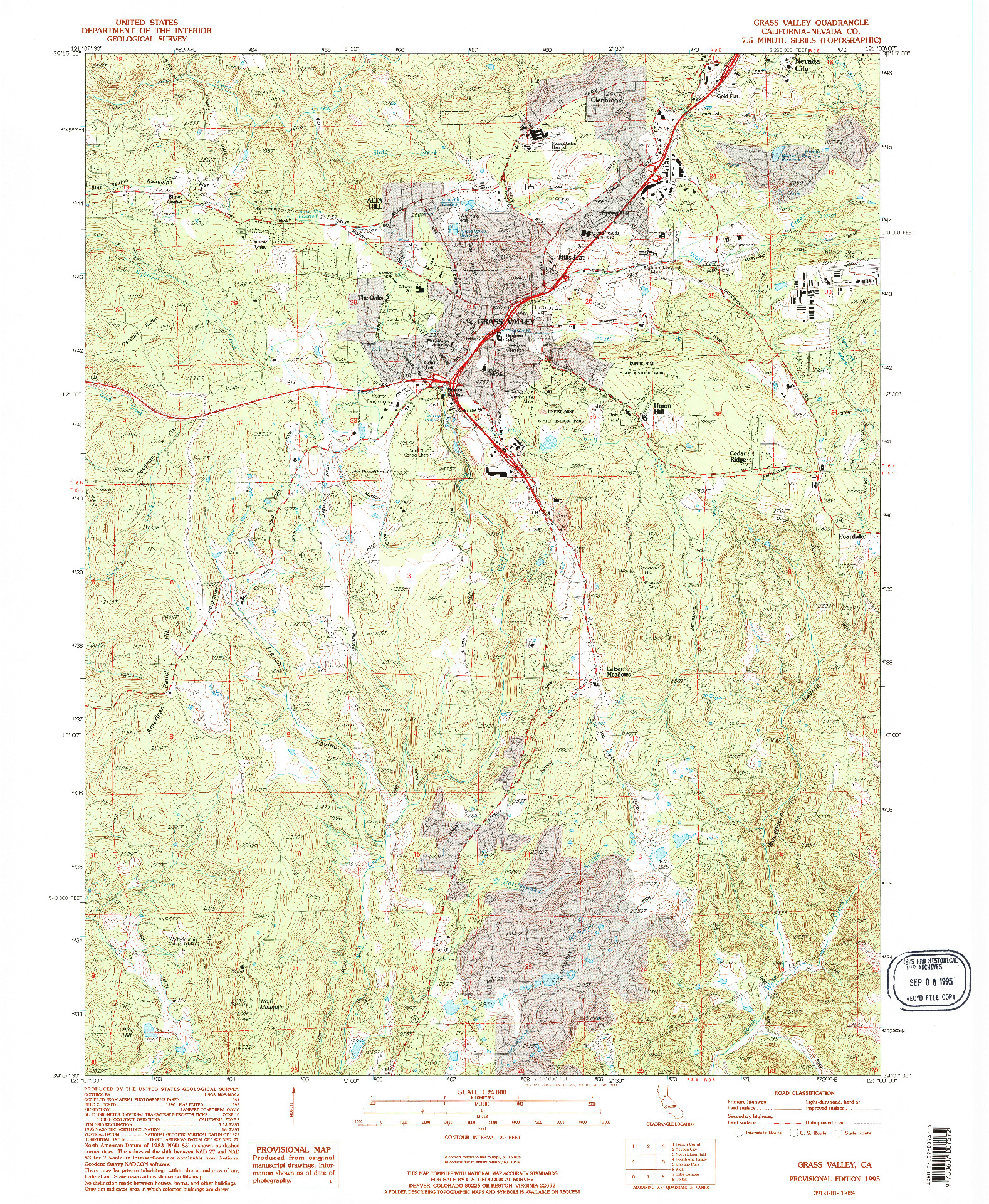 USGS 1:24000-SCALE QUADRANGLE FOR GRASS VALLEY, CA 1995