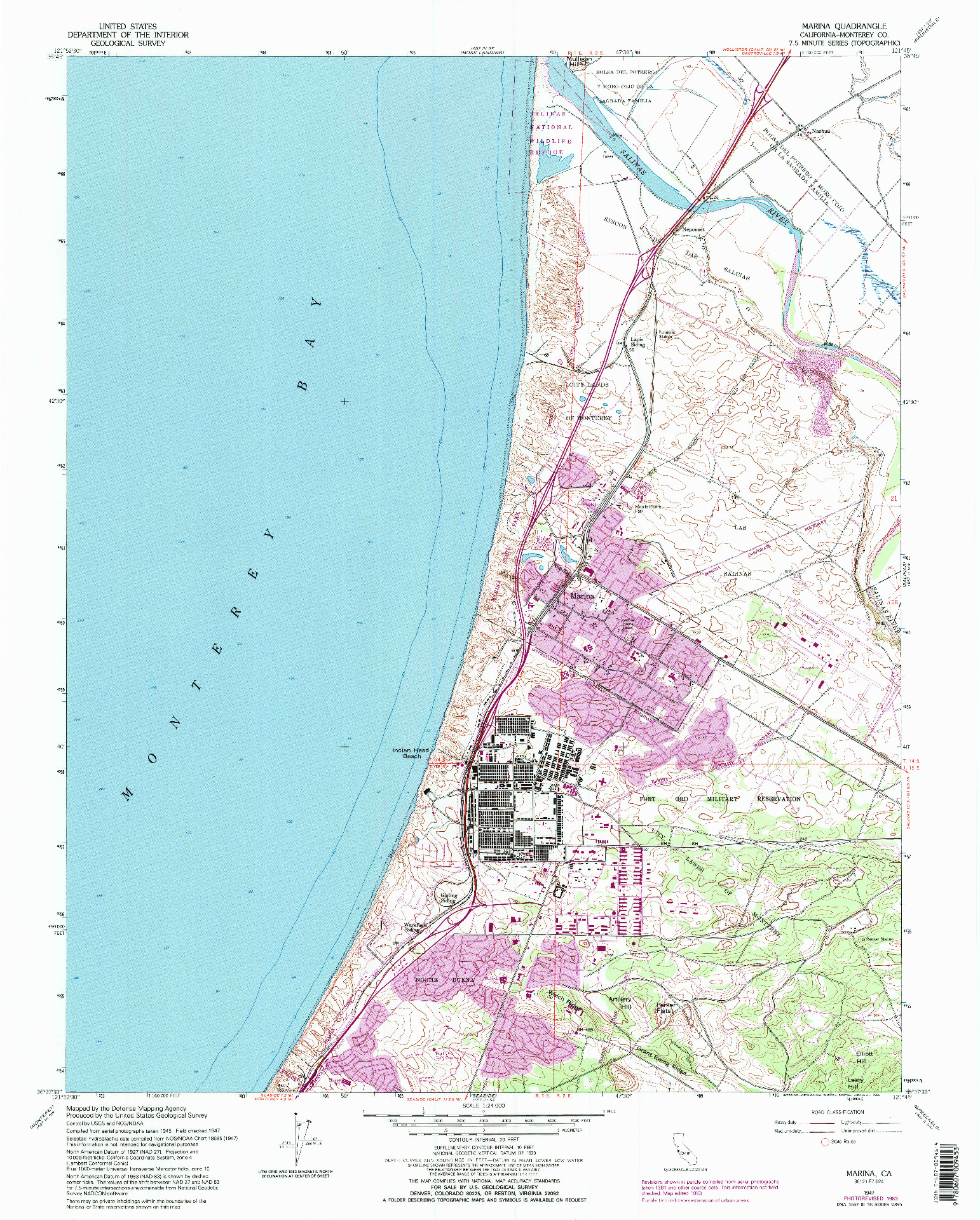 USGS 1:24000-SCALE QUADRANGLE FOR MARINA, CA 1947