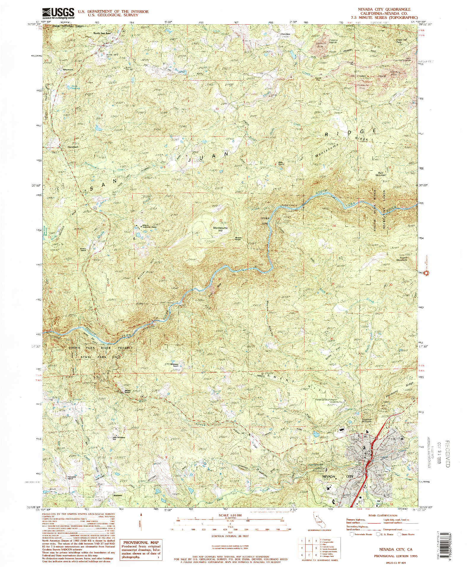 USGS 1:24000-SCALE QUADRANGLE FOR NEVADA CITY, CA 1995