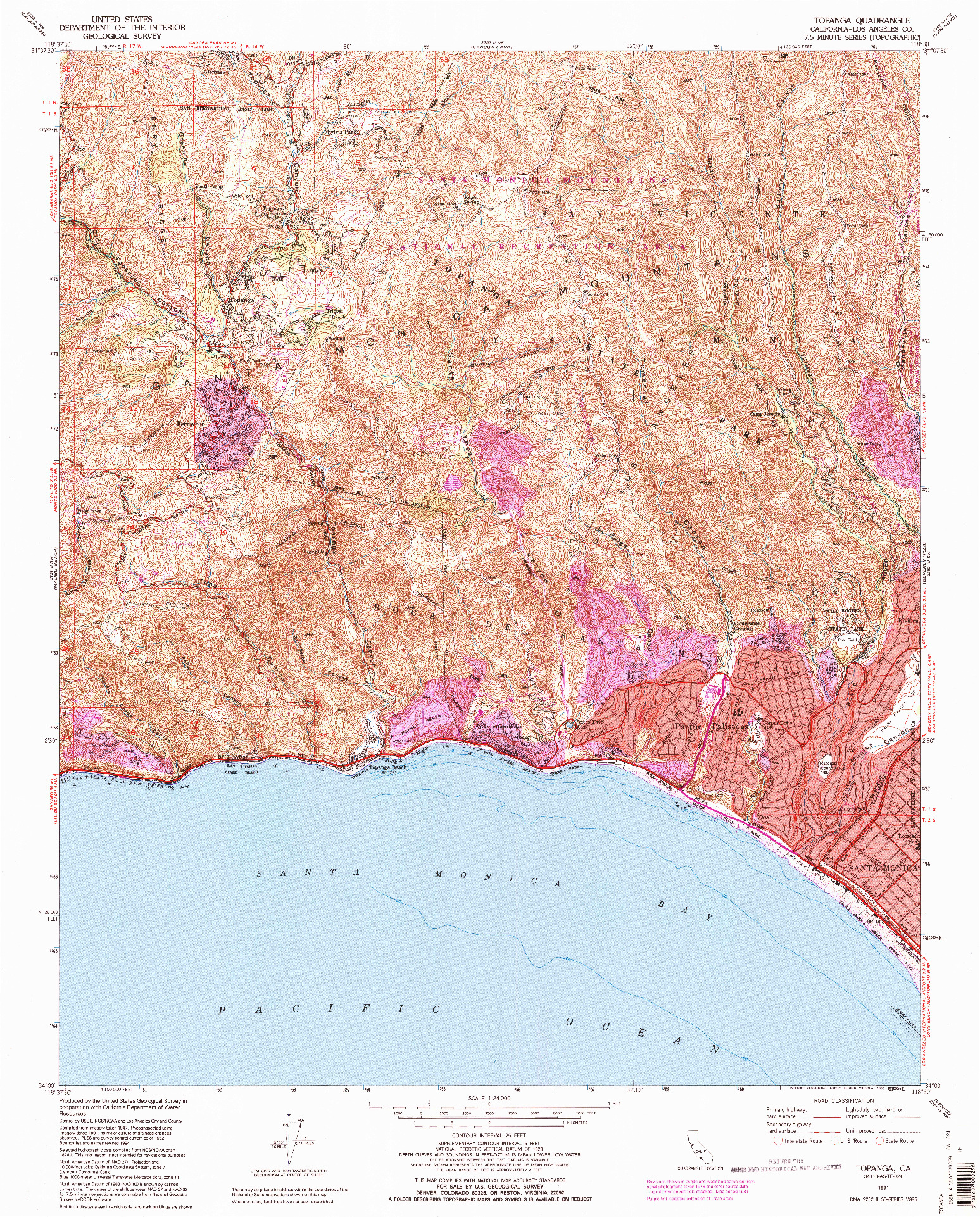 USGS 1:24000-SCALE QUADRANGLE FOR TOPANGA, CA 1991