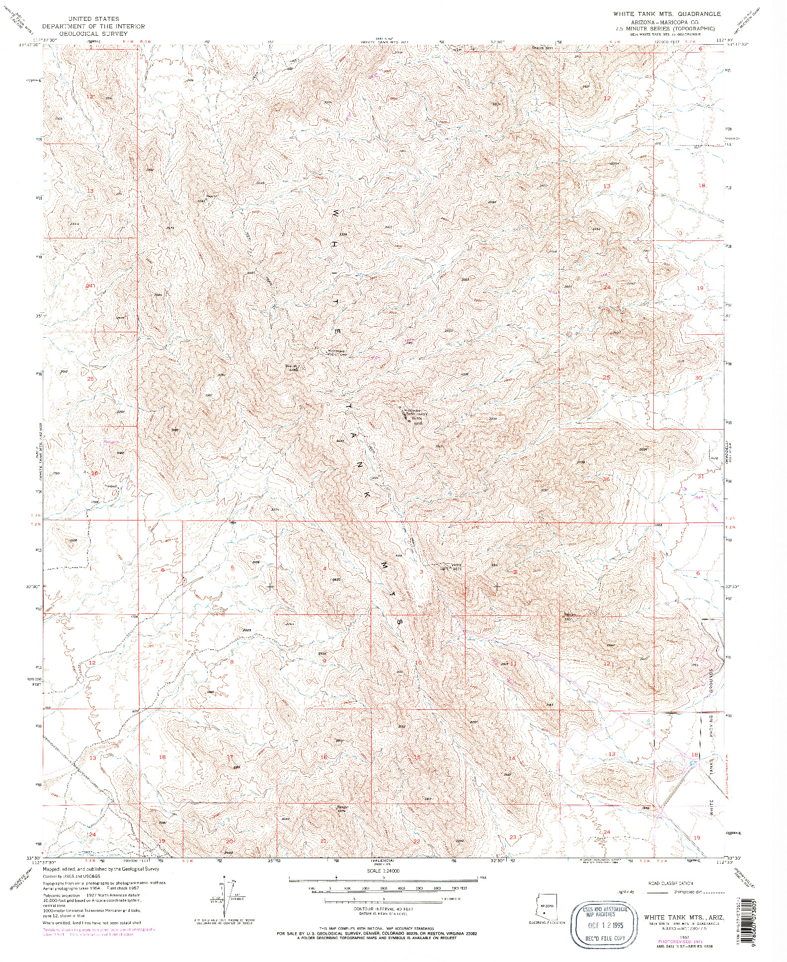 USGS 1:24000-SCALE QUADRANGLE FOR WHITE TANK MTS, AZ 1957
