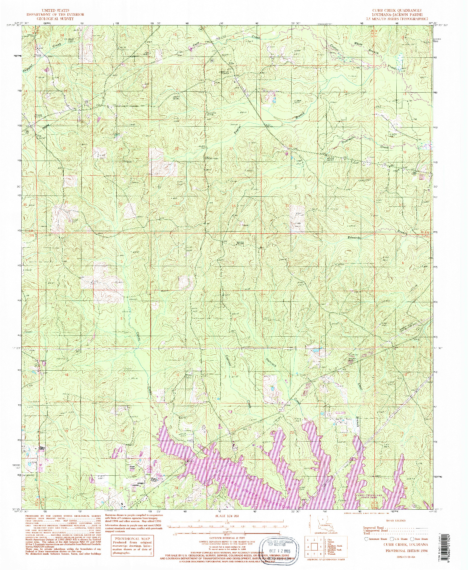 USGS 1:24000-SCALE QUADRANGLE FOR CURR CREEK, LA 1994