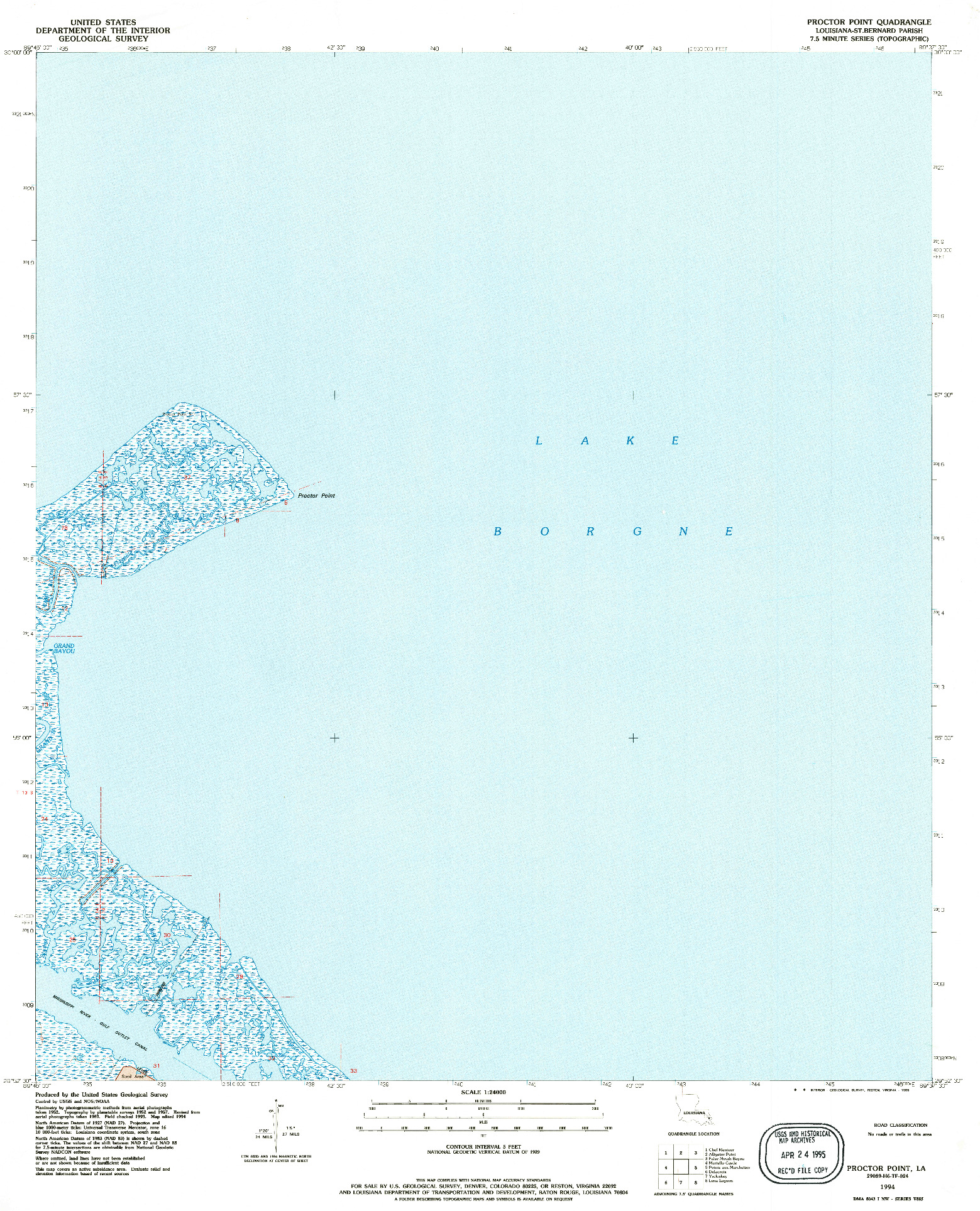 USGS 1:24000-SCALE QUADRANGLE FOR PROCTOR POINT, LA 1994