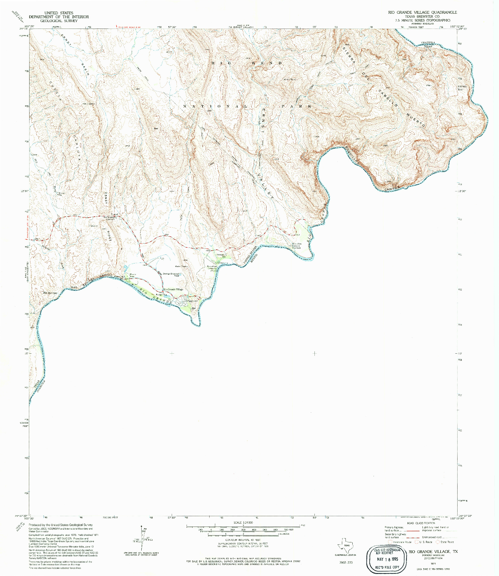 USGS 1:24000-SCALE QUADRANGLE FOR RIO GRANDE VILLAGE, TX 1971