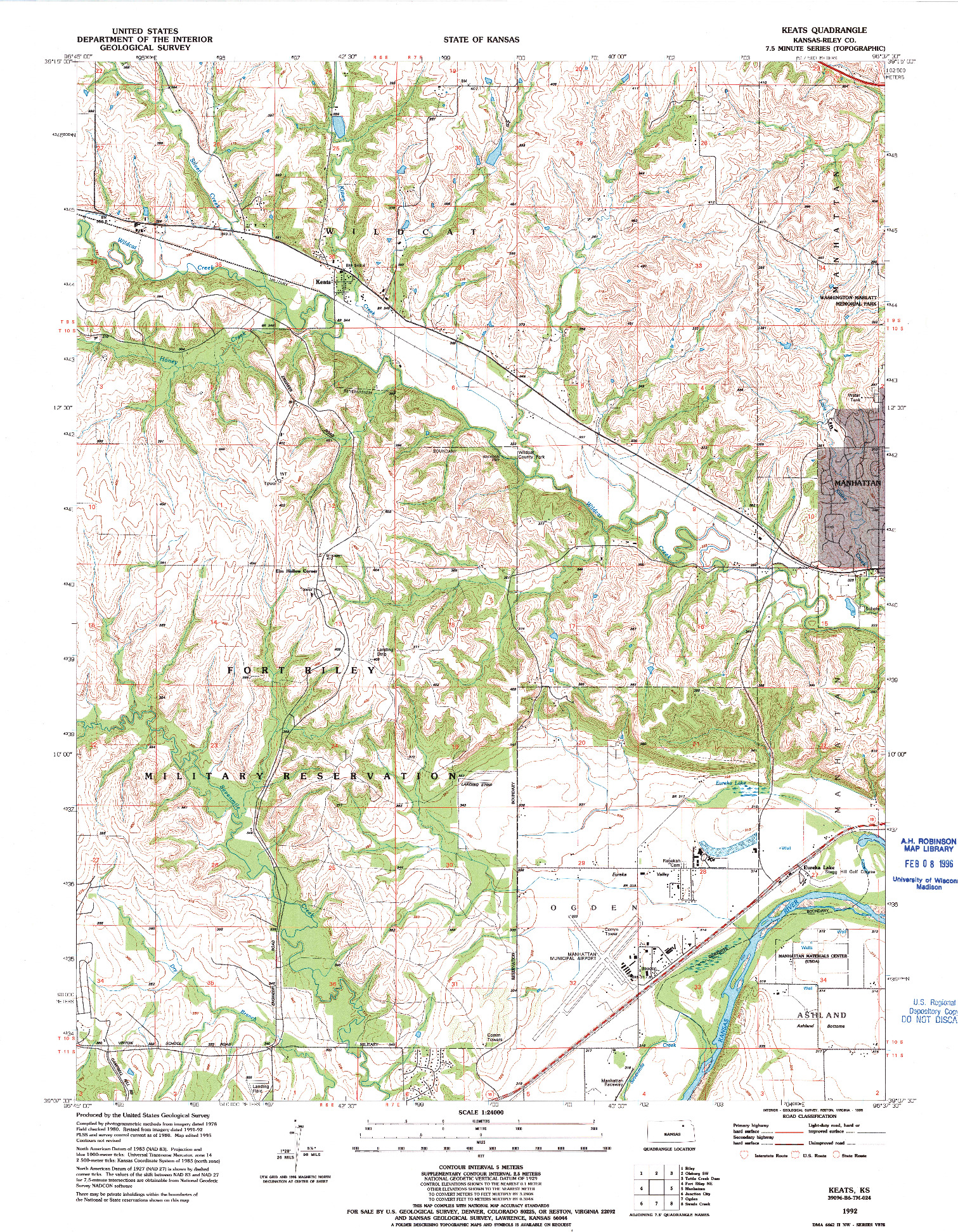 USGS 1:24000-SCALE QUADRANGLE FOR KEATS, KS 1992