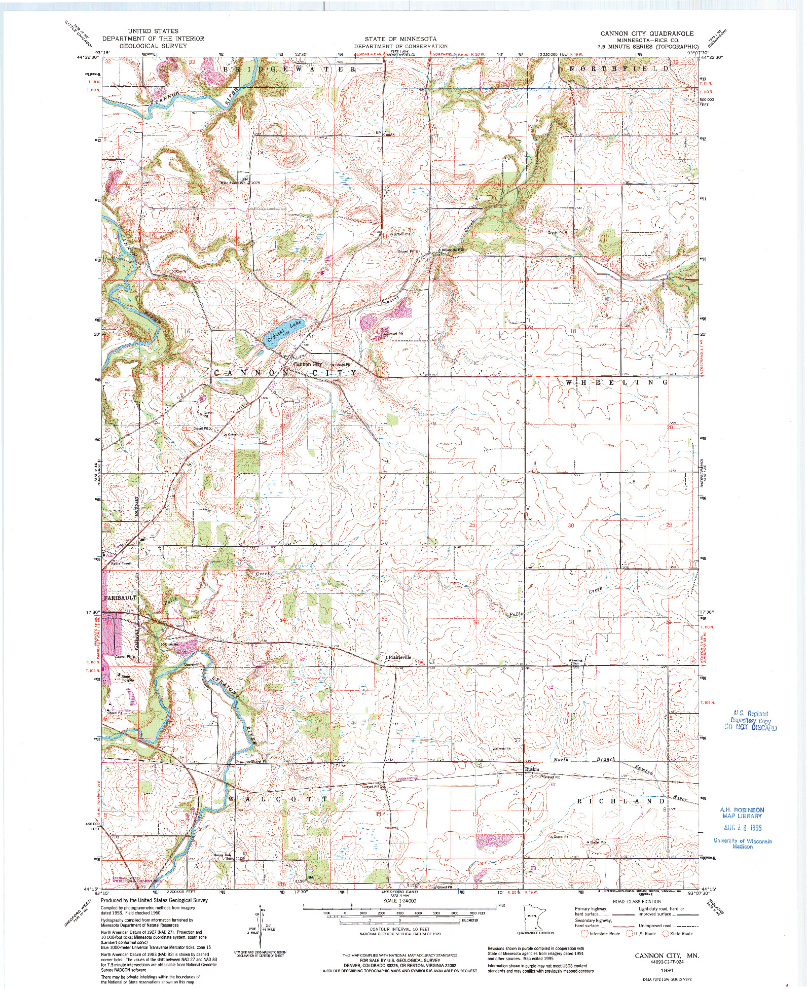 USGS 1:24000-SCALE QUADRANGLE FOR CANNON CITY, MN 1991